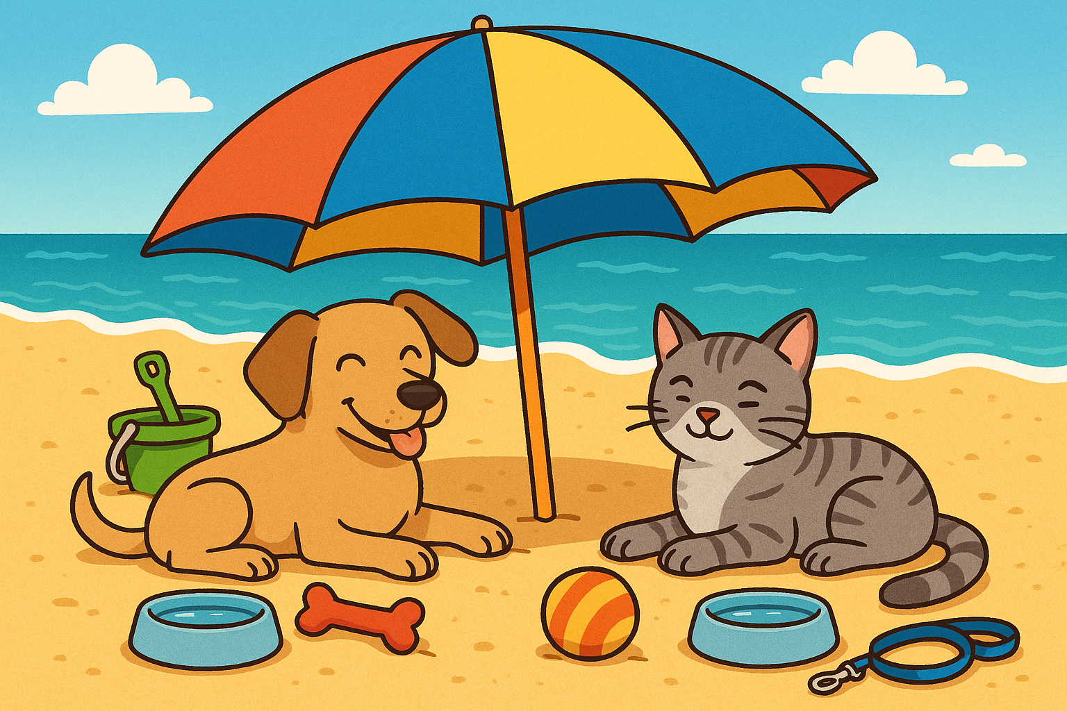 Cane e gatti al mare: consigli pratici per una vacanza sicura e divertente