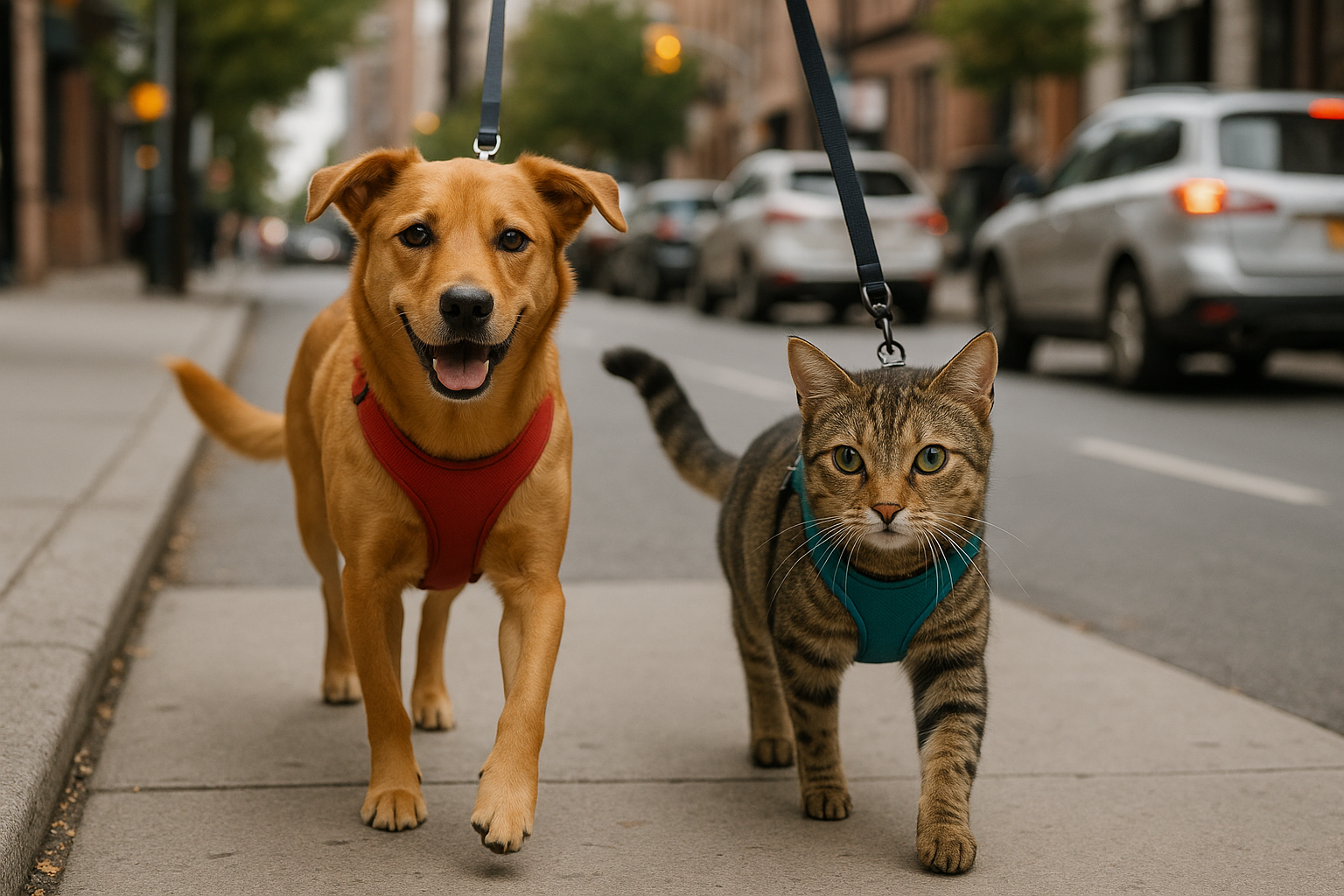 Passeggiare in città con cani e gatti: regole, sicurezza e consigli anti-stress