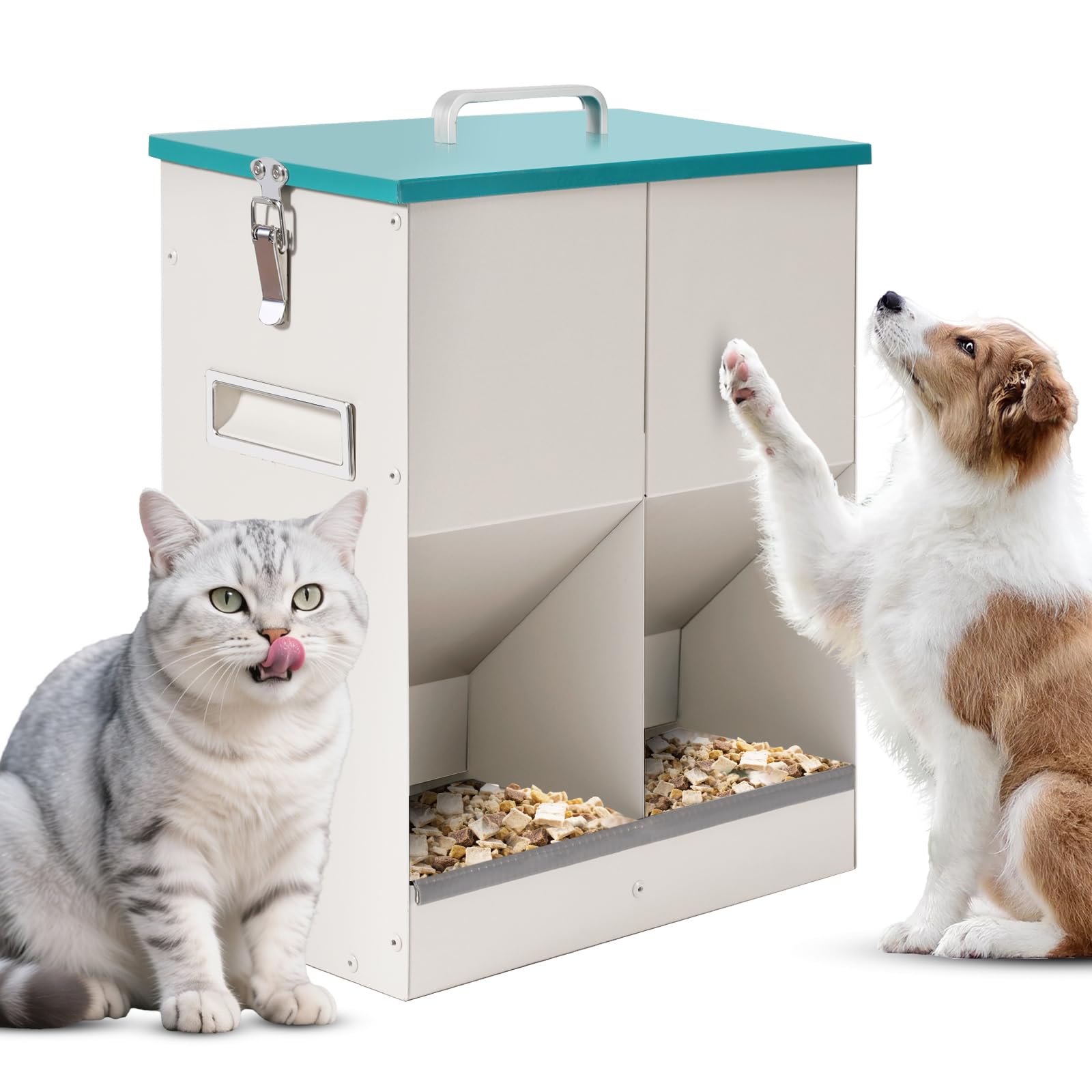 MUALROUS distributore automatico per gatti da 10L per 2 gatti in offerta Amazon: doppio dispenser smart col 22% di sconto