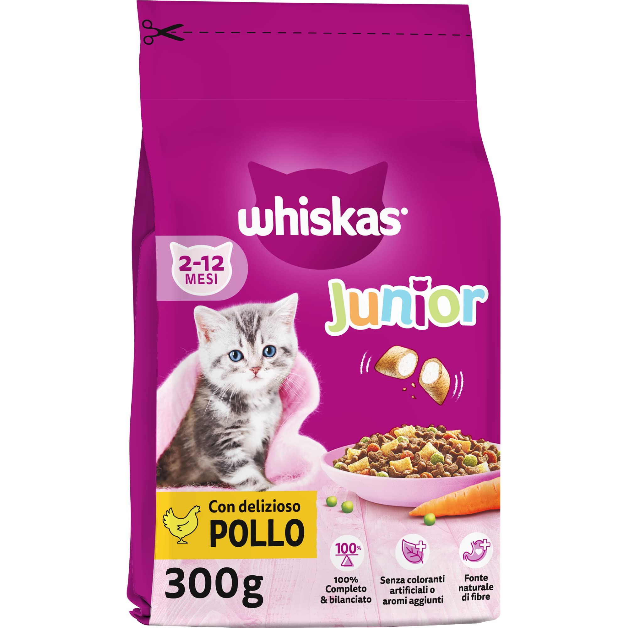 Whiskas Croccantini Junior per gattini in offerta Amazon: 36% di sconto sul top cibo secco 2-12 mesi