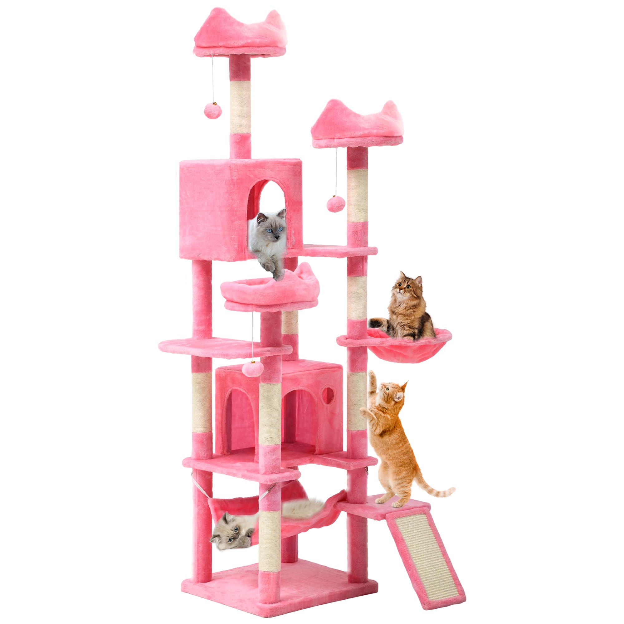 YITAHOME tiragraffi XXL per gatti rosa 190cm in offerta Amazon: parco giochi completo con -21% di sconto