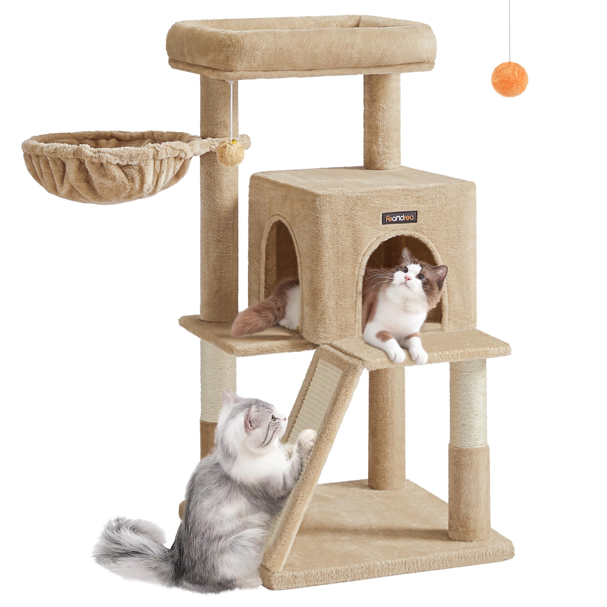 Feandrea albero tiragraffi per gatti con pompon e cesto in saldo Amazon: palo sisal naturale al 20% di sconto