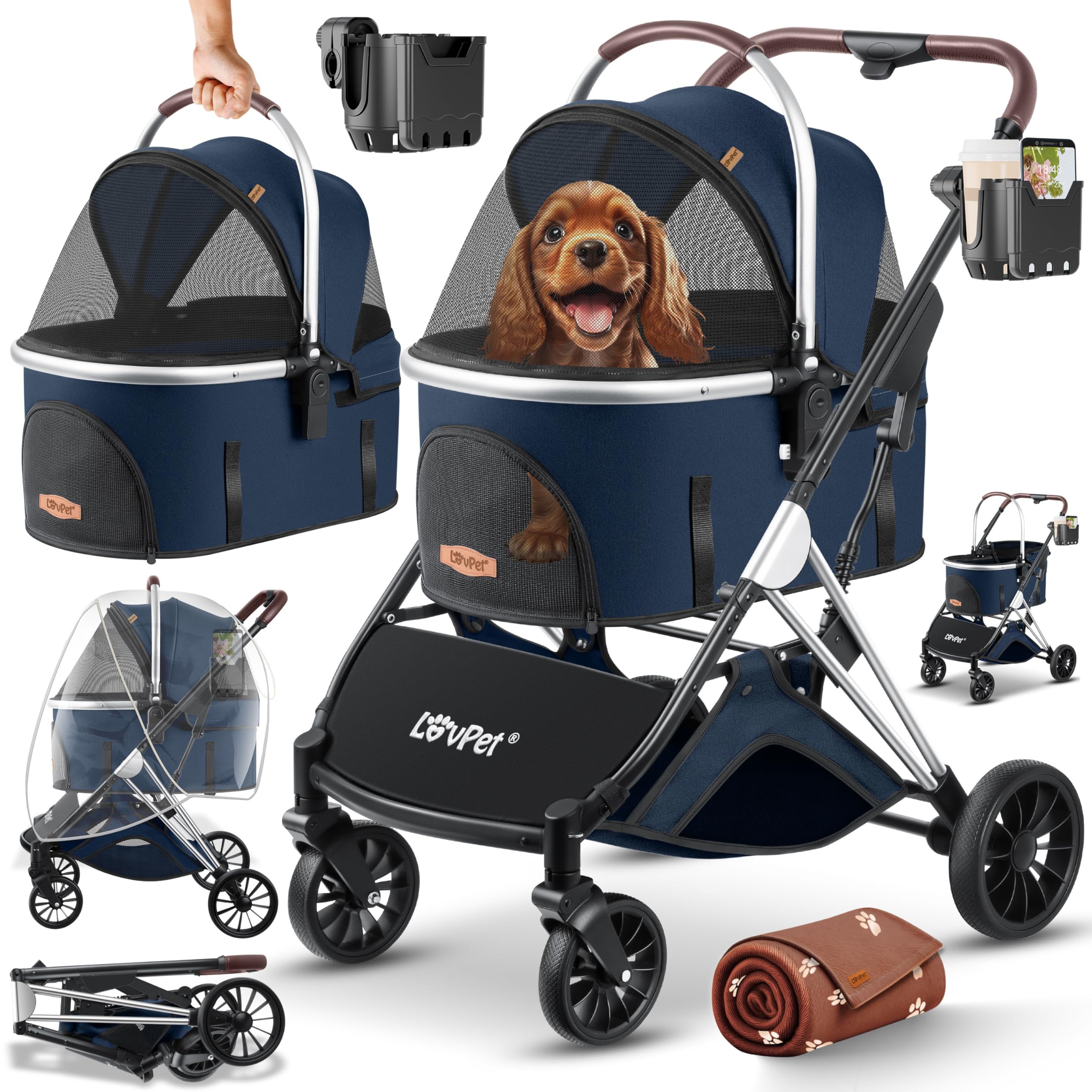 LOVPET passeggino per cani 3 in 1 pieghevole in maxi sconto su Amazon: trasporto pratico con il 24% off