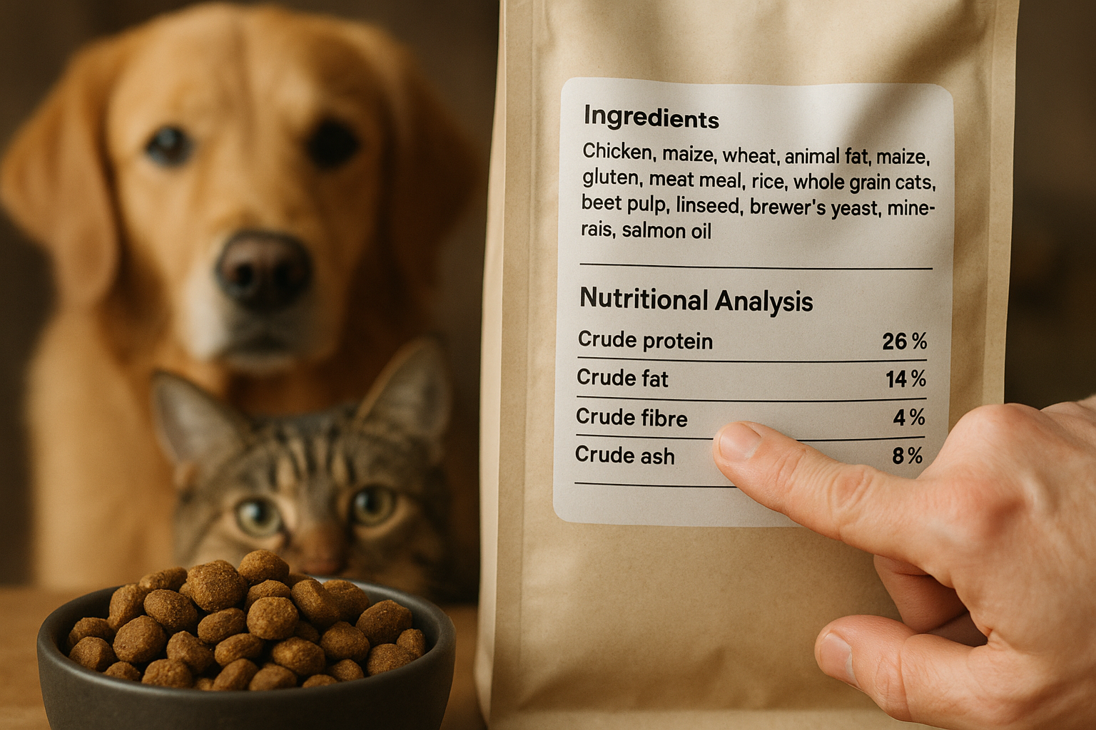 Come leggere le etichette degli alimenti per cani e gatti: guida pratica ai valori nutrizionali