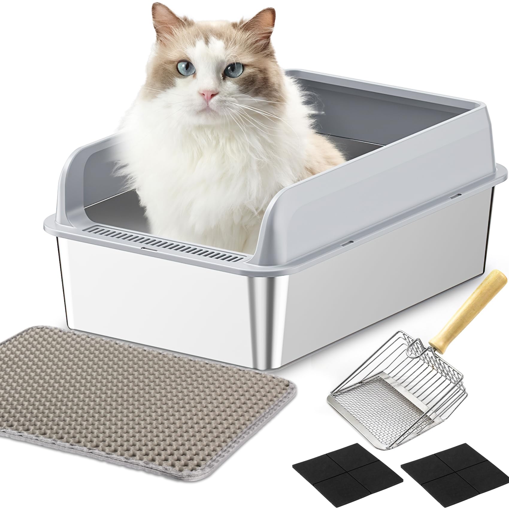 LADYSONS lettiera per gatti in acciaio inox ora in offerta Amazon: grande e facile da pulire scontata del 20%