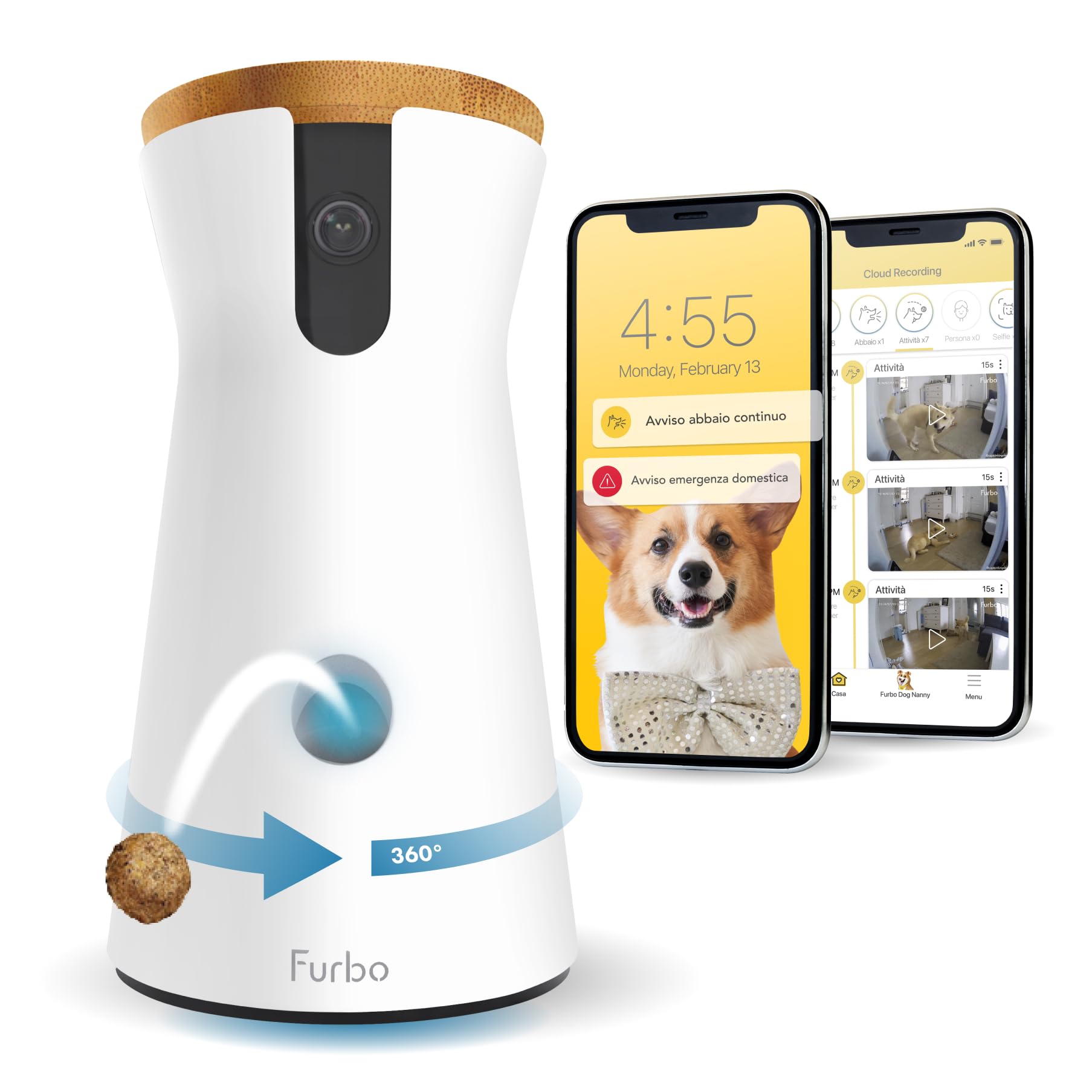 Furbo videocamera 360° per cani con pacchetto sicurezza casa: -21% su Amazon