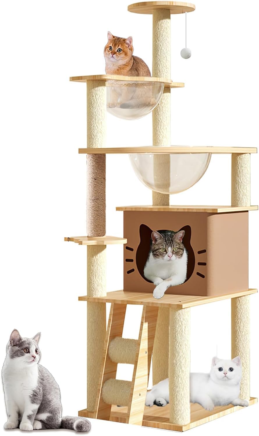 Mekidulu albero per gatti da interno 145 cm: il condominio multilivello con ciotole e giochi