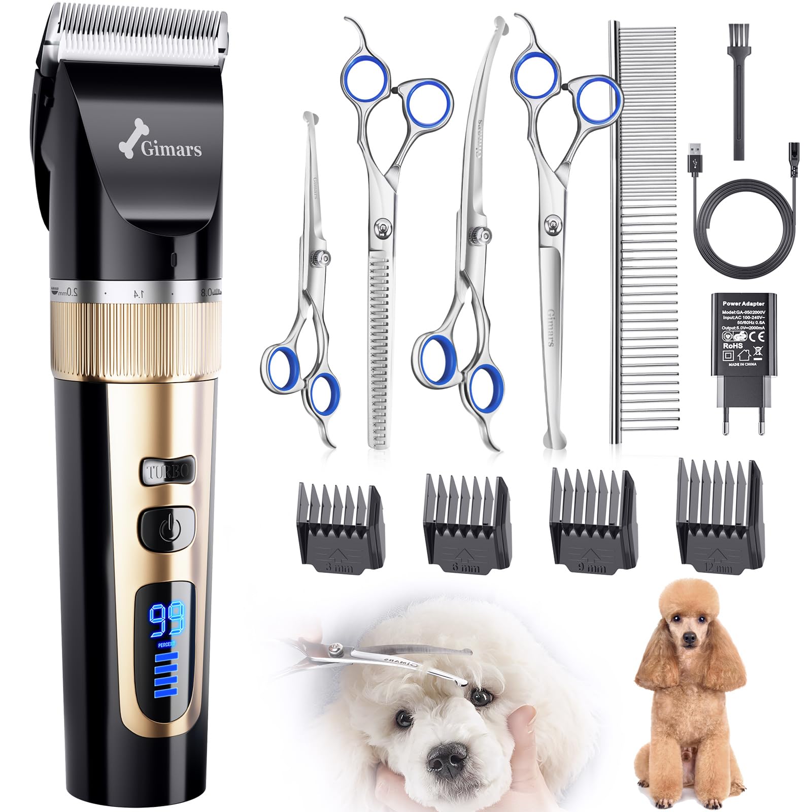 Gimars 6-in-1 tosatrice silenziosa per cani e gatti: kit professionale ricaricabile in super sconto Amazon (-28%)