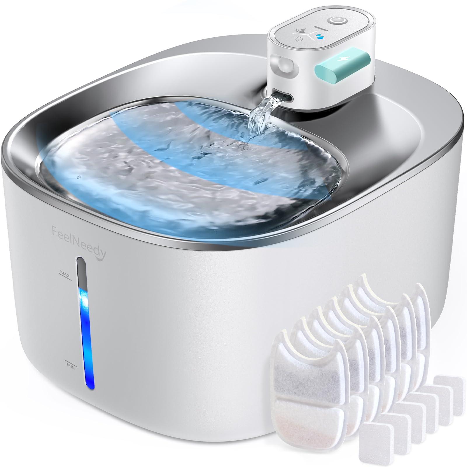 Fontanella per gatti senza fili in acciaio FEELNEEDY: acqua fresca e pulita, ora a -24% su Amazon