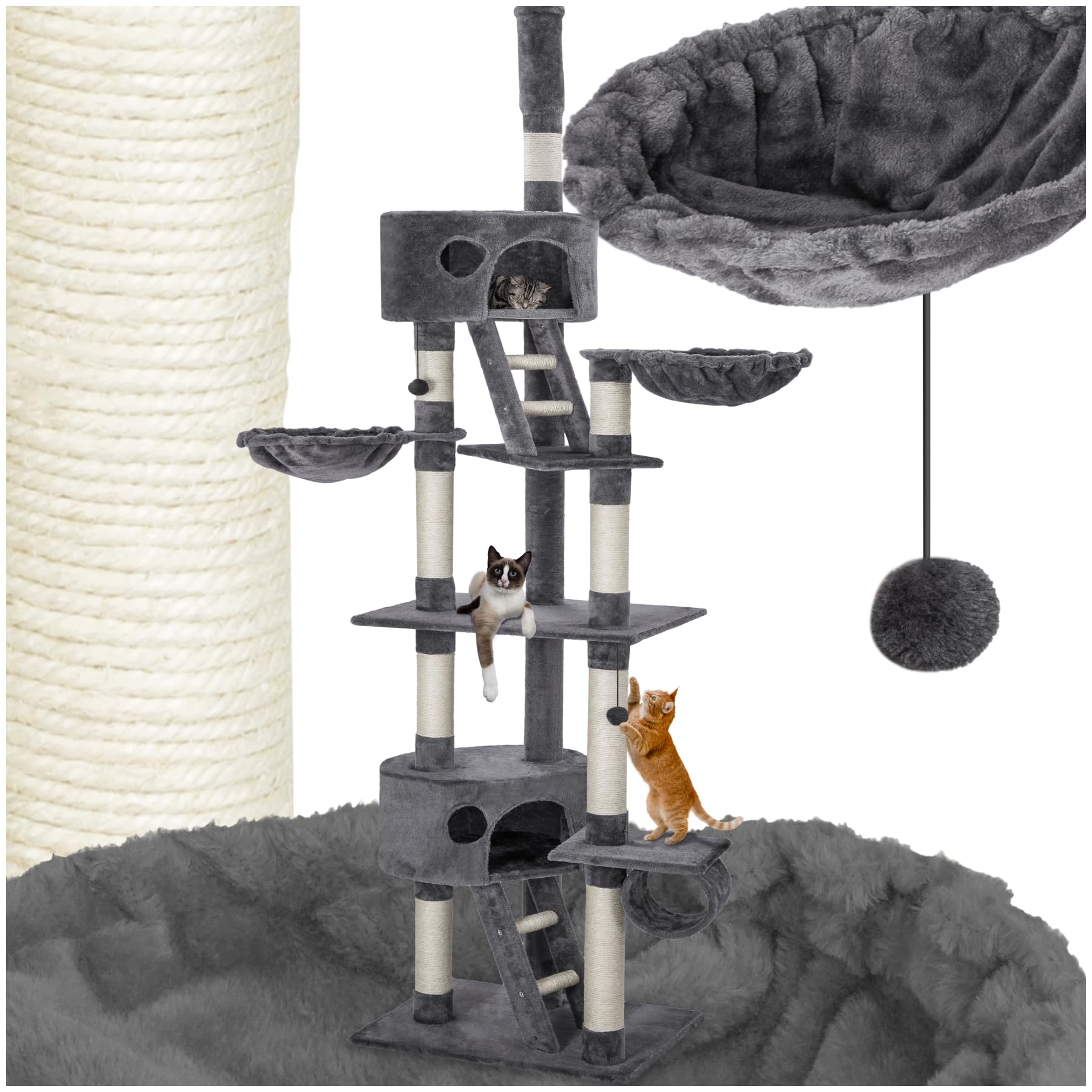 tectake albero tiragraffi regolabile: un’oasi di gioco e riposo per ogni gatto