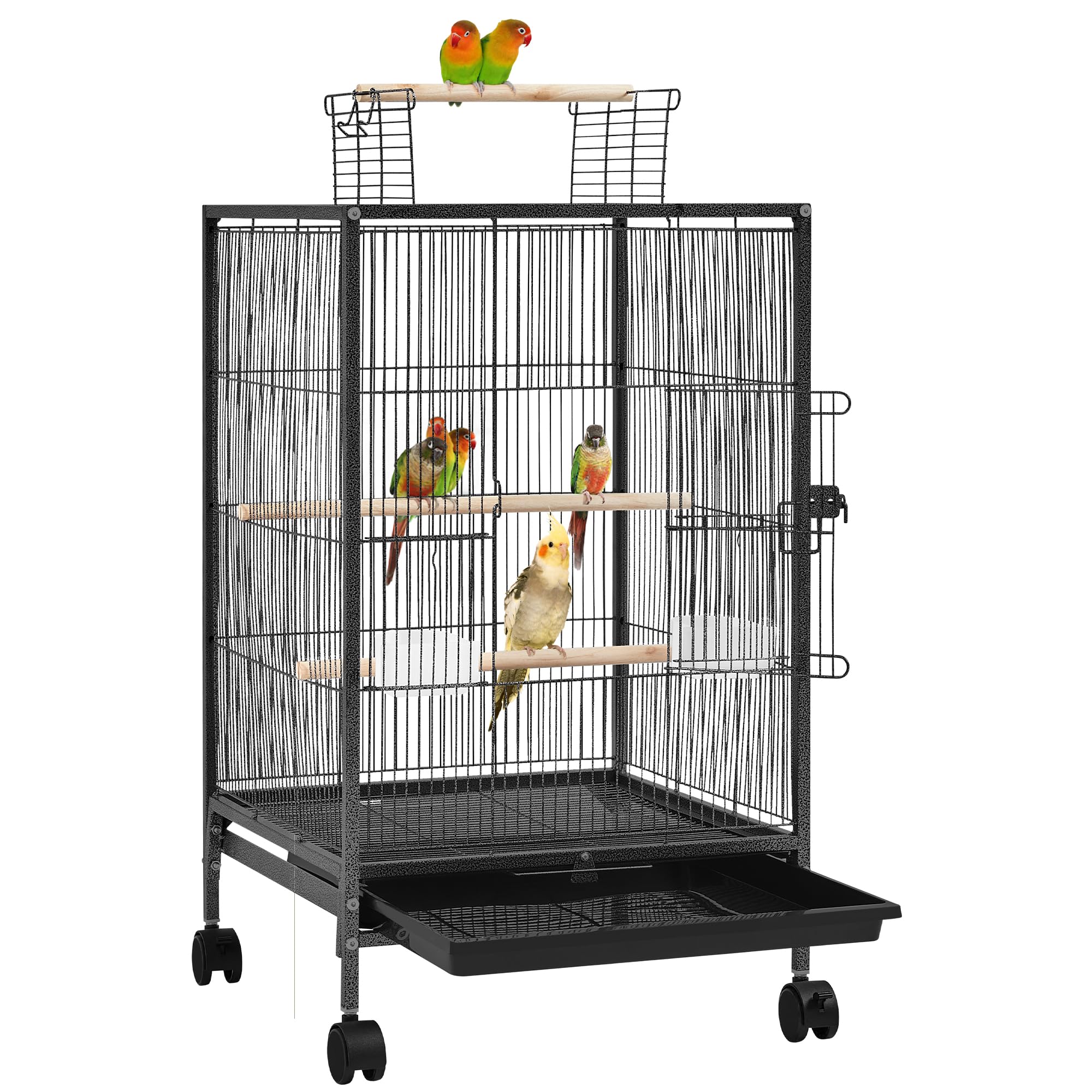 Yaheetech gabbia per uccelli in metallo con posatoio e vassoio: la voliera pratica per pappagallini e canarini