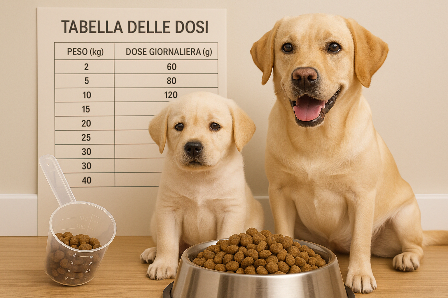 Tabella dosi crocchette per cani: come calcolare le porzioni giuste per ogni taglia