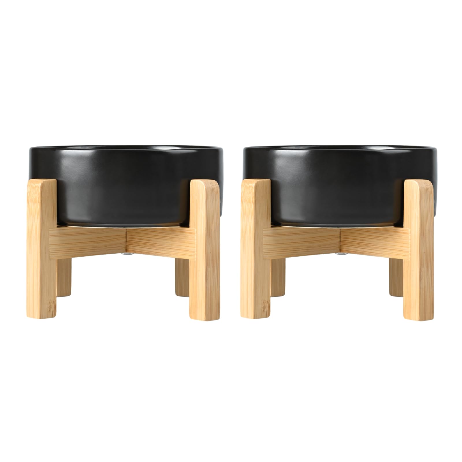 SPUNKYJUNKY set ciotola rialzata in ceramica e bambù per cani e gatti: l’accessorio di design