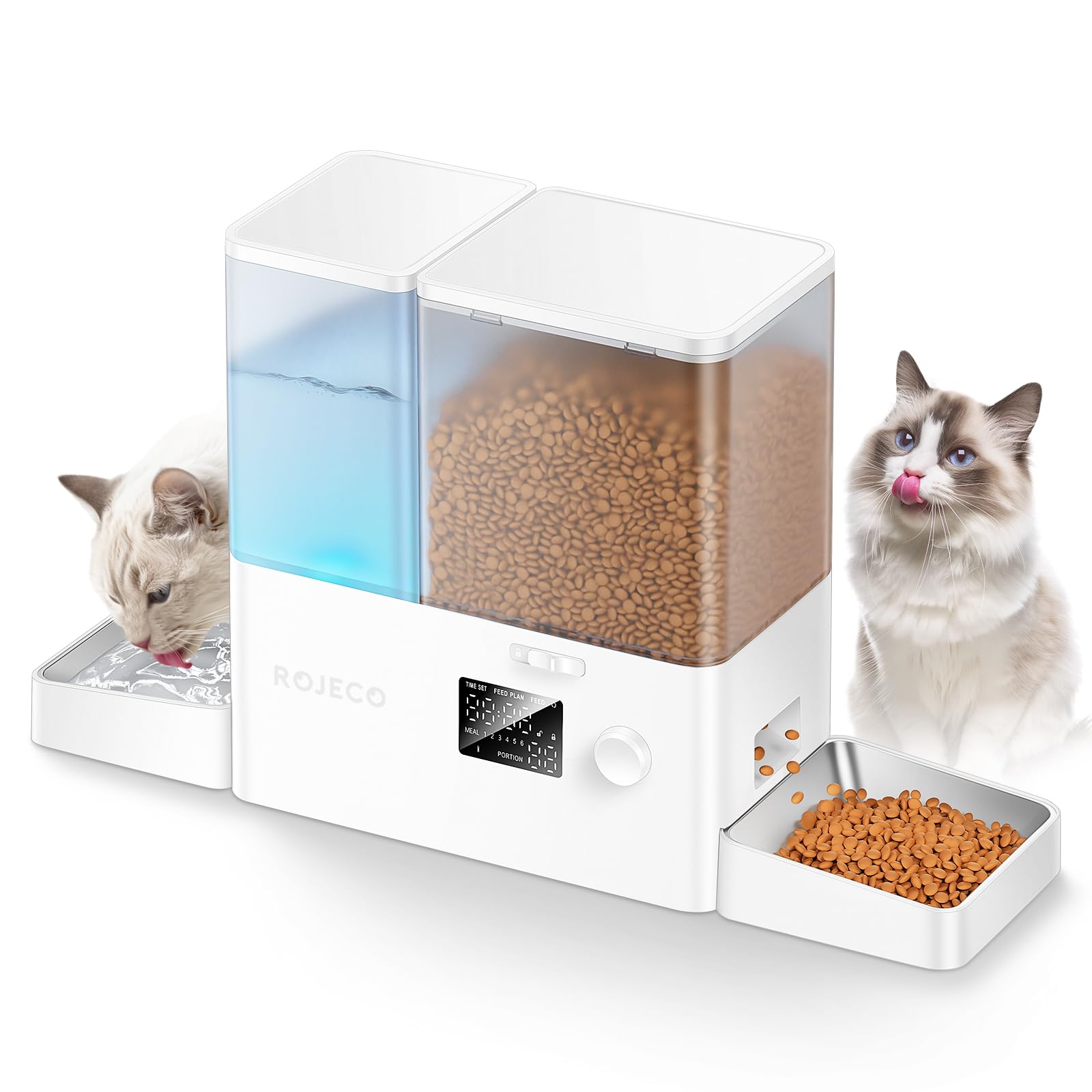 Rojeco mangiatoia automatica 2 in 1 e distributore d’acqua: pasti e idratazione smart per cani e gatti sempre gestiti al meglio