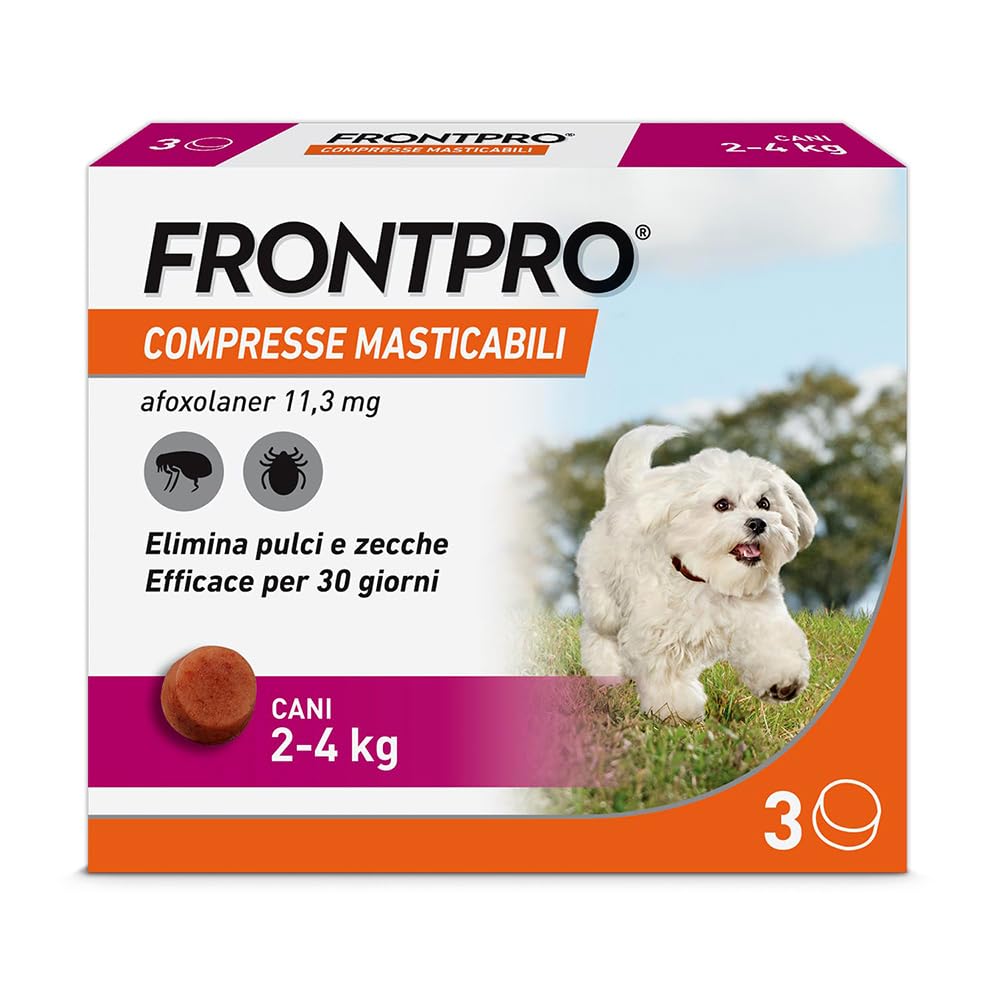 FRONTPRO compresse antiparassitarie per cani 2-4 kg: soluzione appetibile e completa per pulci e zecche