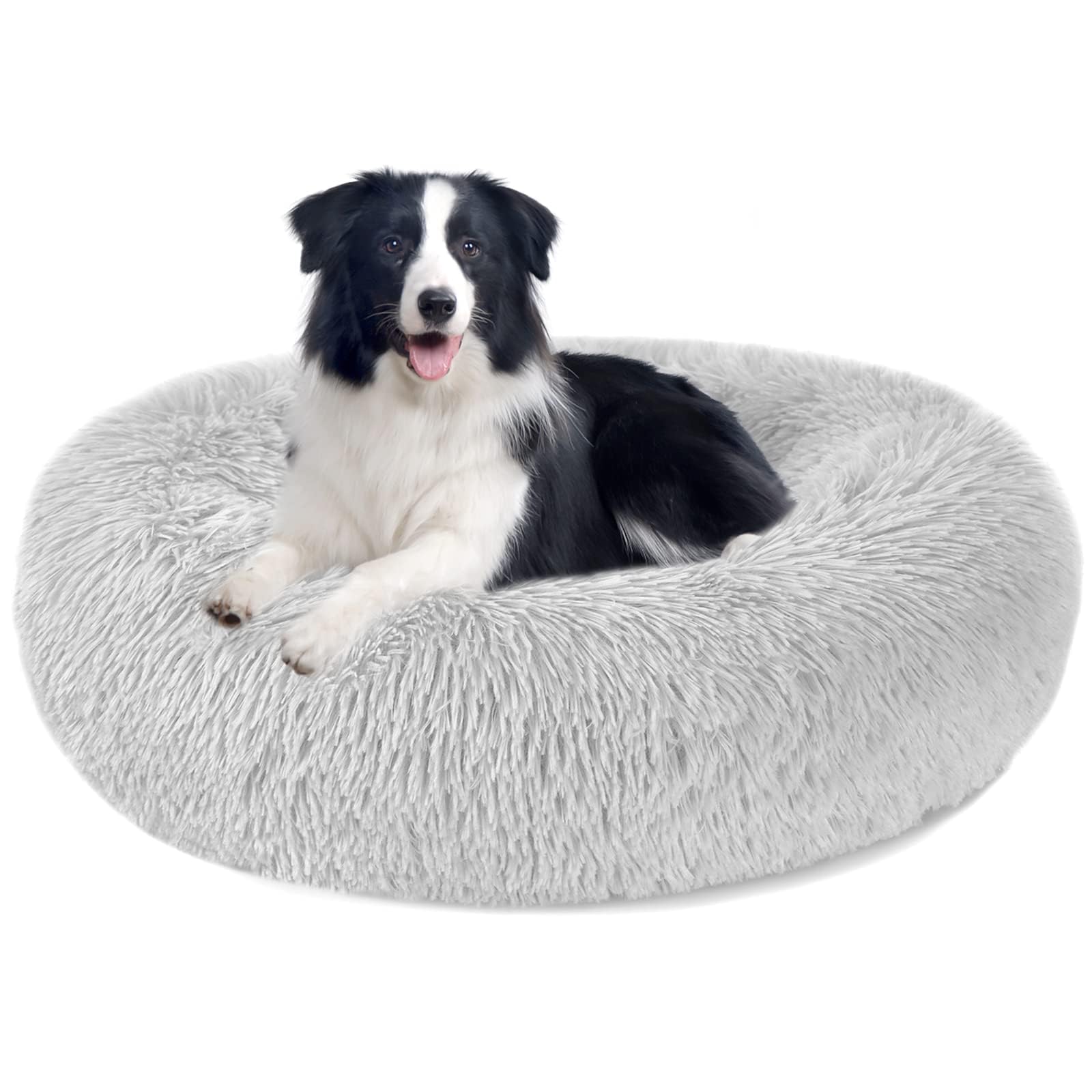 Cuccia antistress XXL: comfort peloso per cani e gatti con il letto a ciambella soffice