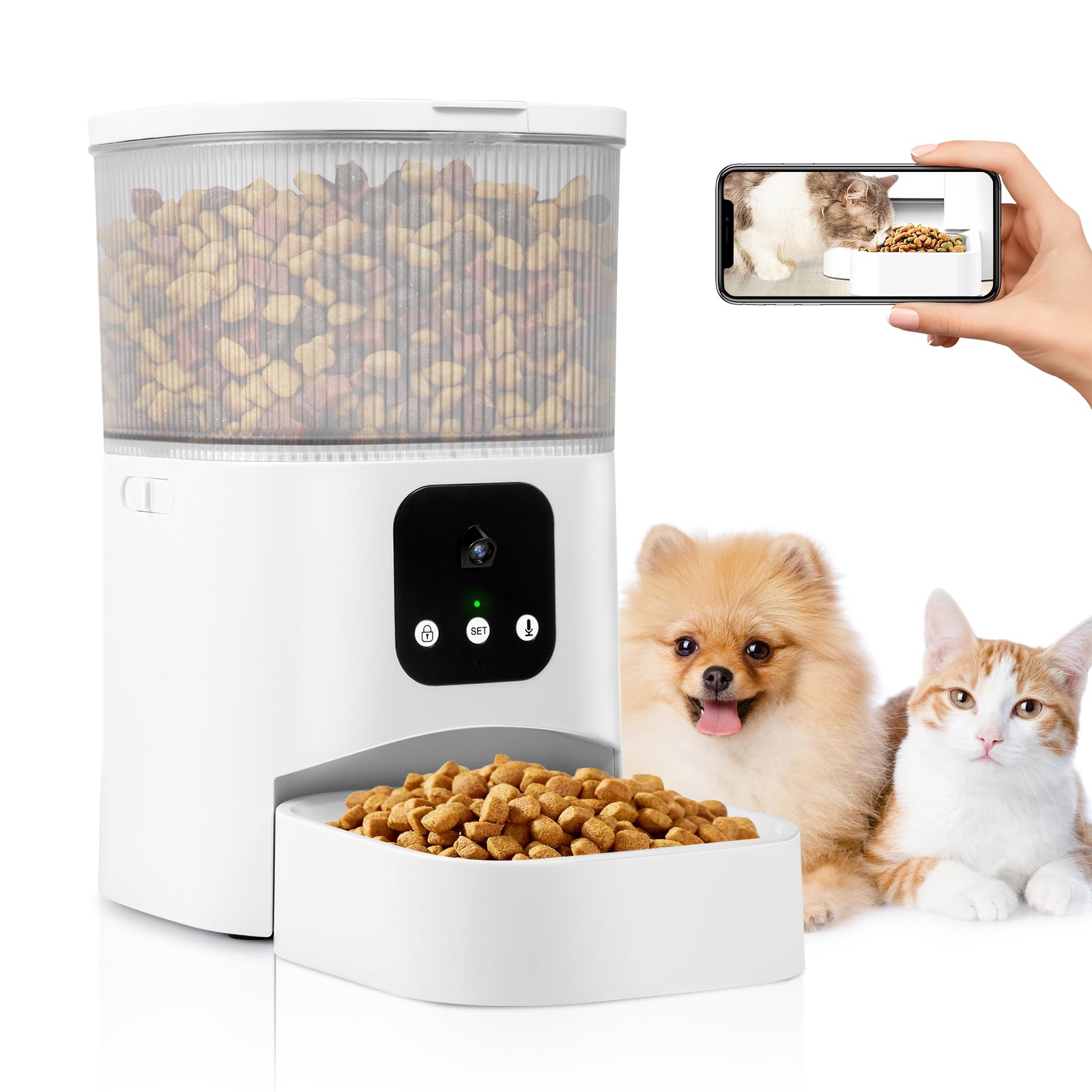 Distributore automatico cibo gatti con fotocamera: pasti sicuri e controllo smart via app