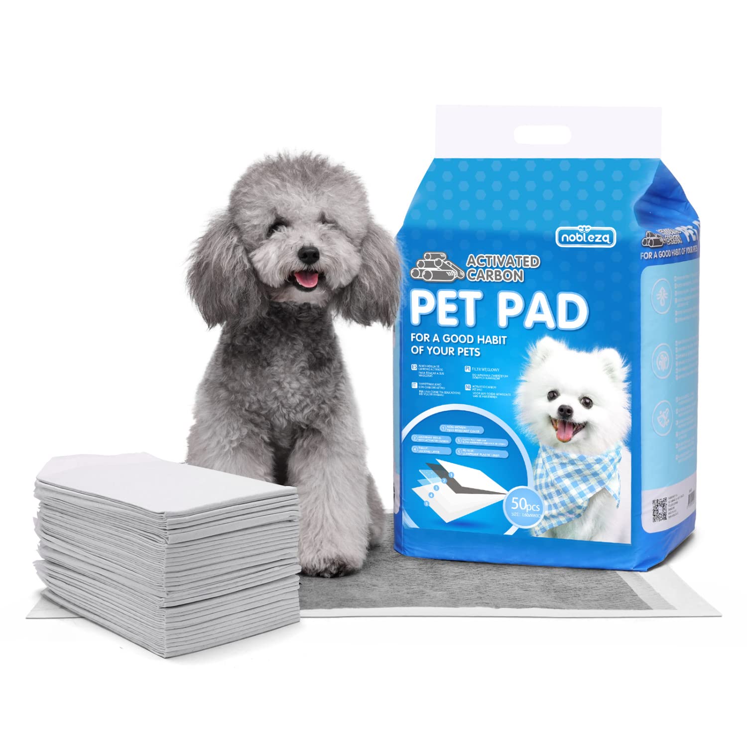 Nobleza tappetini assorbenti per cani con carbone attivo: igiene garantita per cuccioli