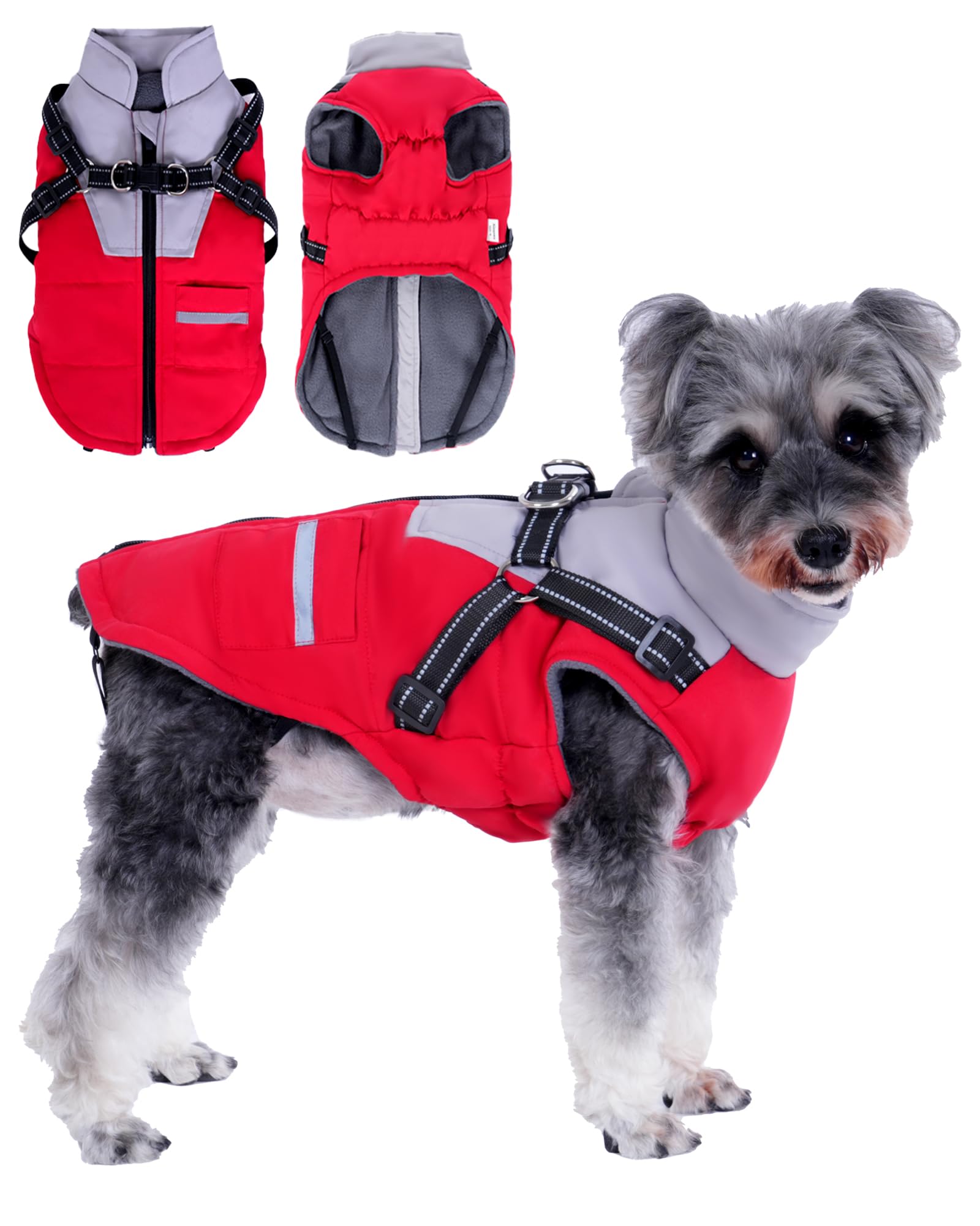 Cappottino invernale con pettorina per cani di piccola taglia: design impermeabile e pratico