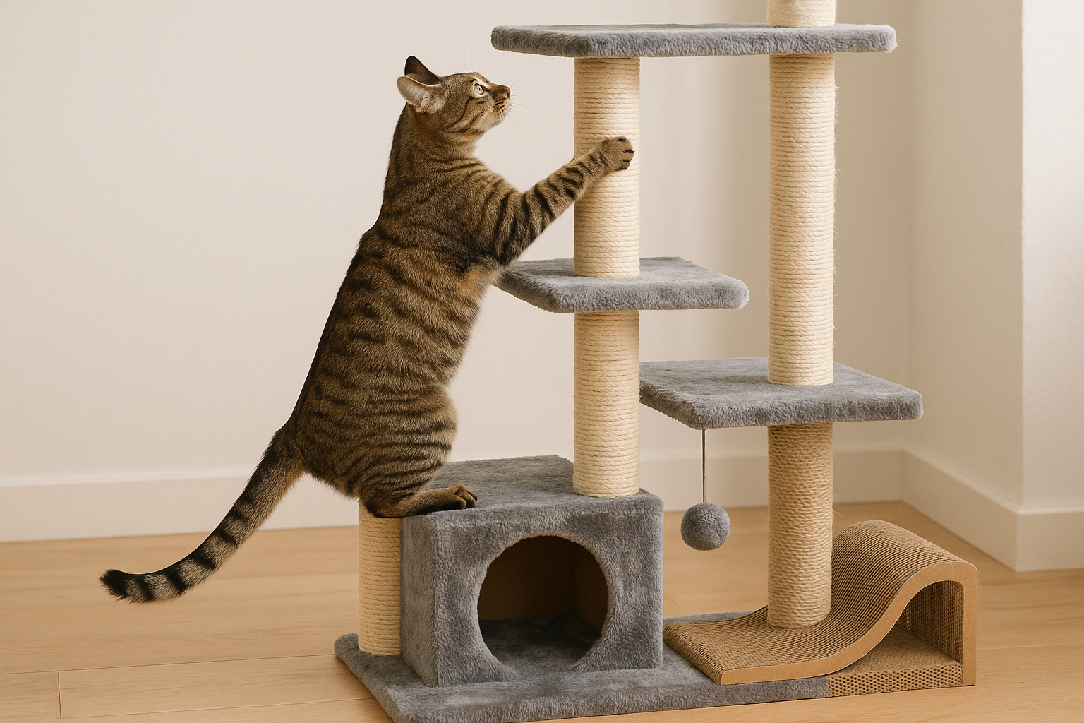 Come scegliere il tiragraffi perfetto per il gatto: materiali, spazi e gioco