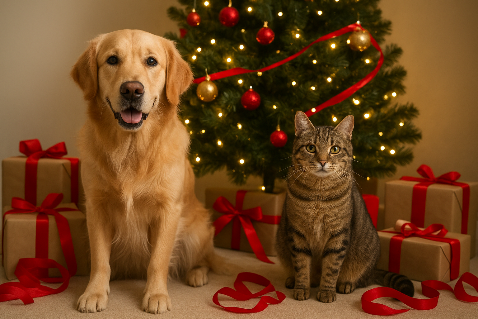 Animali domestici e decorazioni natalizie: come proteggere cani, gatti e roditori dai pericoli delle feste