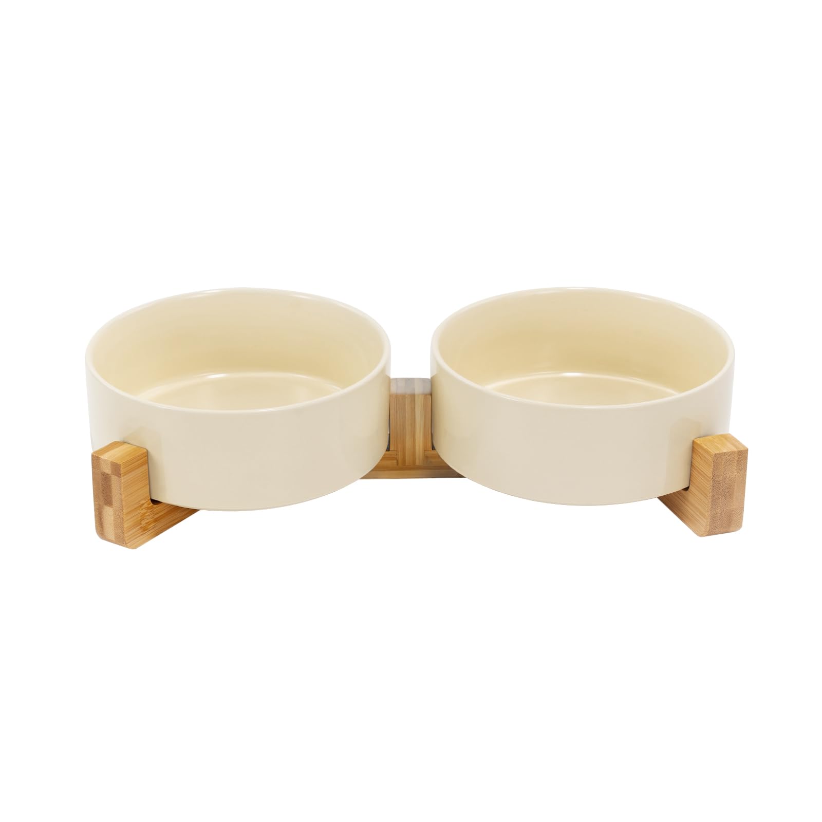 SPUNKYJUNKY ciotola doppia in ceramica e supporto in bambù per cani grandi: design raffinato per ogni pasto
