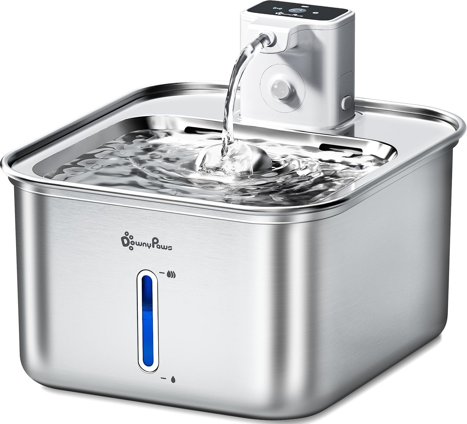 DownyPaws fontanella per gatti in acciaio senza fili: acqua sempre fresca e pulita anche lontano dalla presa