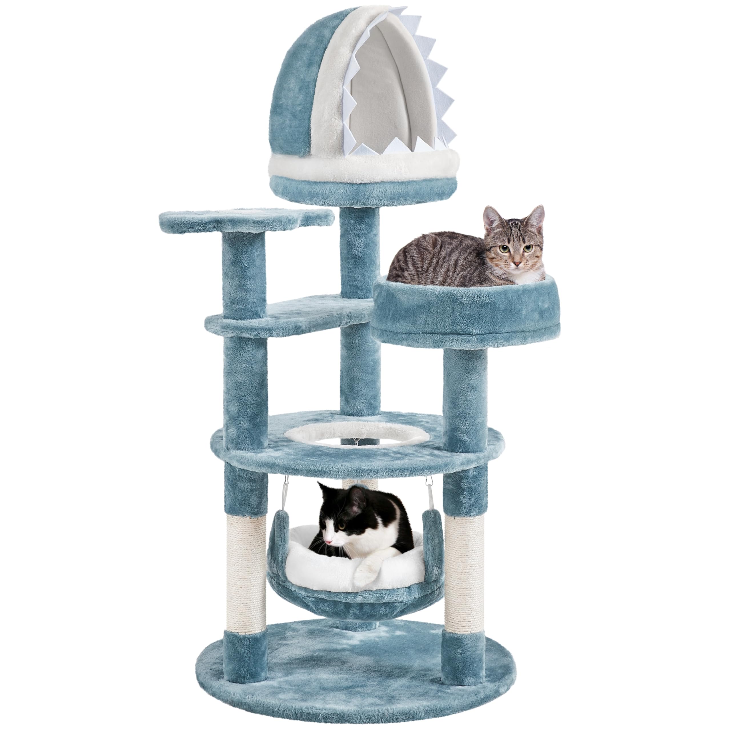 Yaheetech albero tiragraffi per gatti 115 cm: relax e gioco in stile oceano