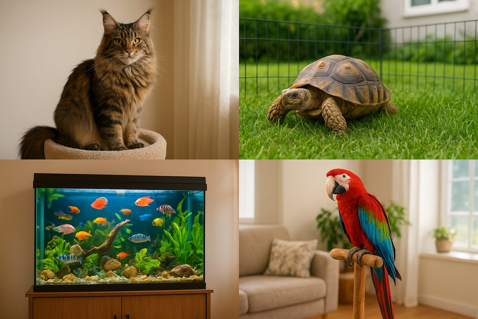 Maine Coon, tartarughe, pesci e pappagalli: guida agli altri animali domestici più amati