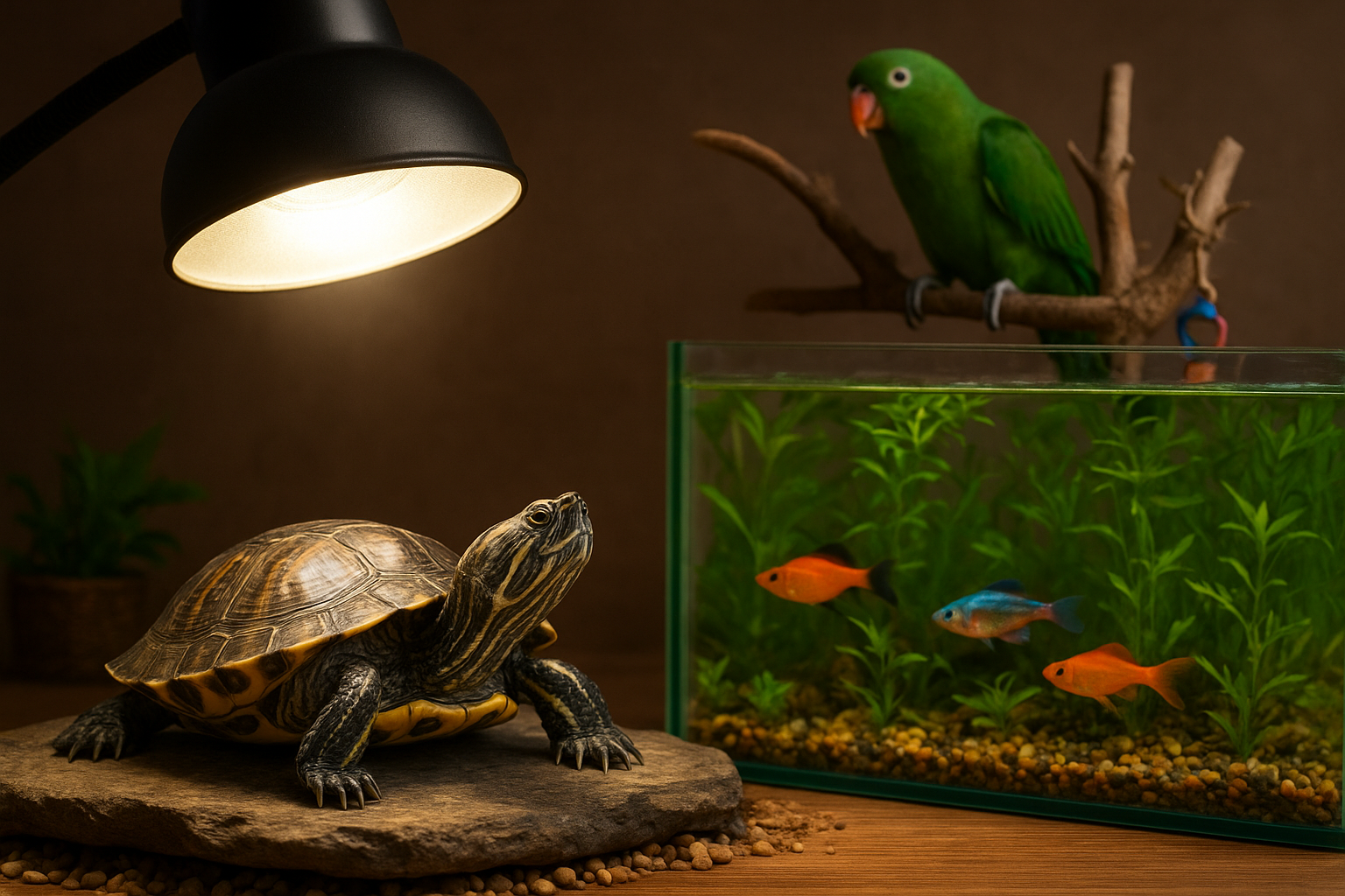 Tartarughe, pesci e pappagalli: guida base per prendersi cura degli altri animali domestici