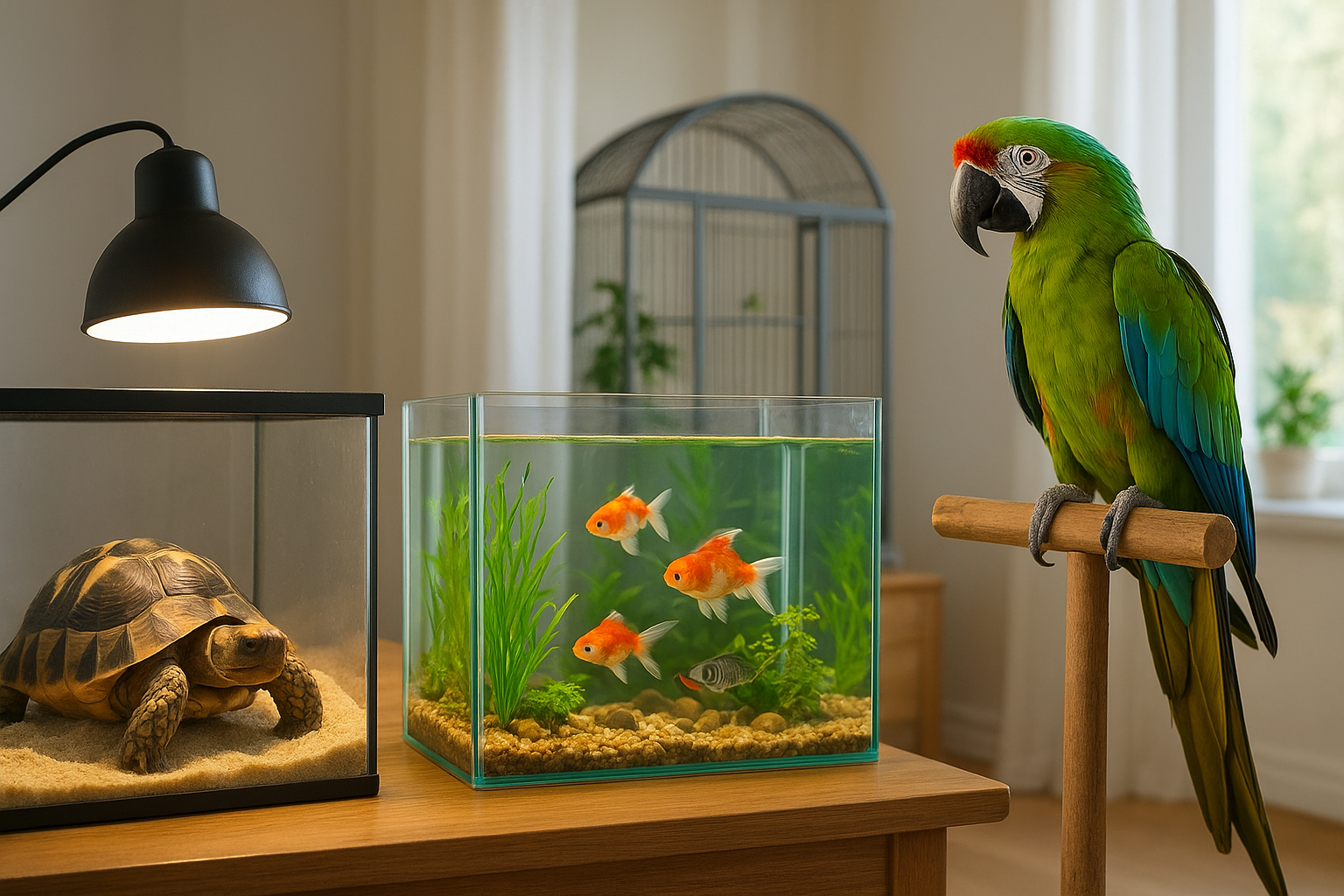 Tartarughe, pesci e pappagalli: guida base per altri animali da compagnia