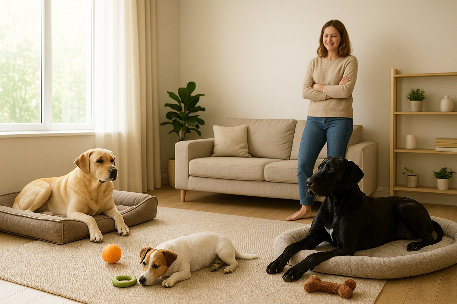 Vivere con più cani di taglia diversa: organizzare spazi, routine e giochi in una casa equilibrata