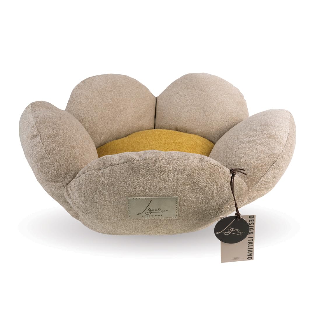 Ligo Fiore cuccia tonda XS giallo/beige: nido made in Italy per gatti e cani di piccola taglia