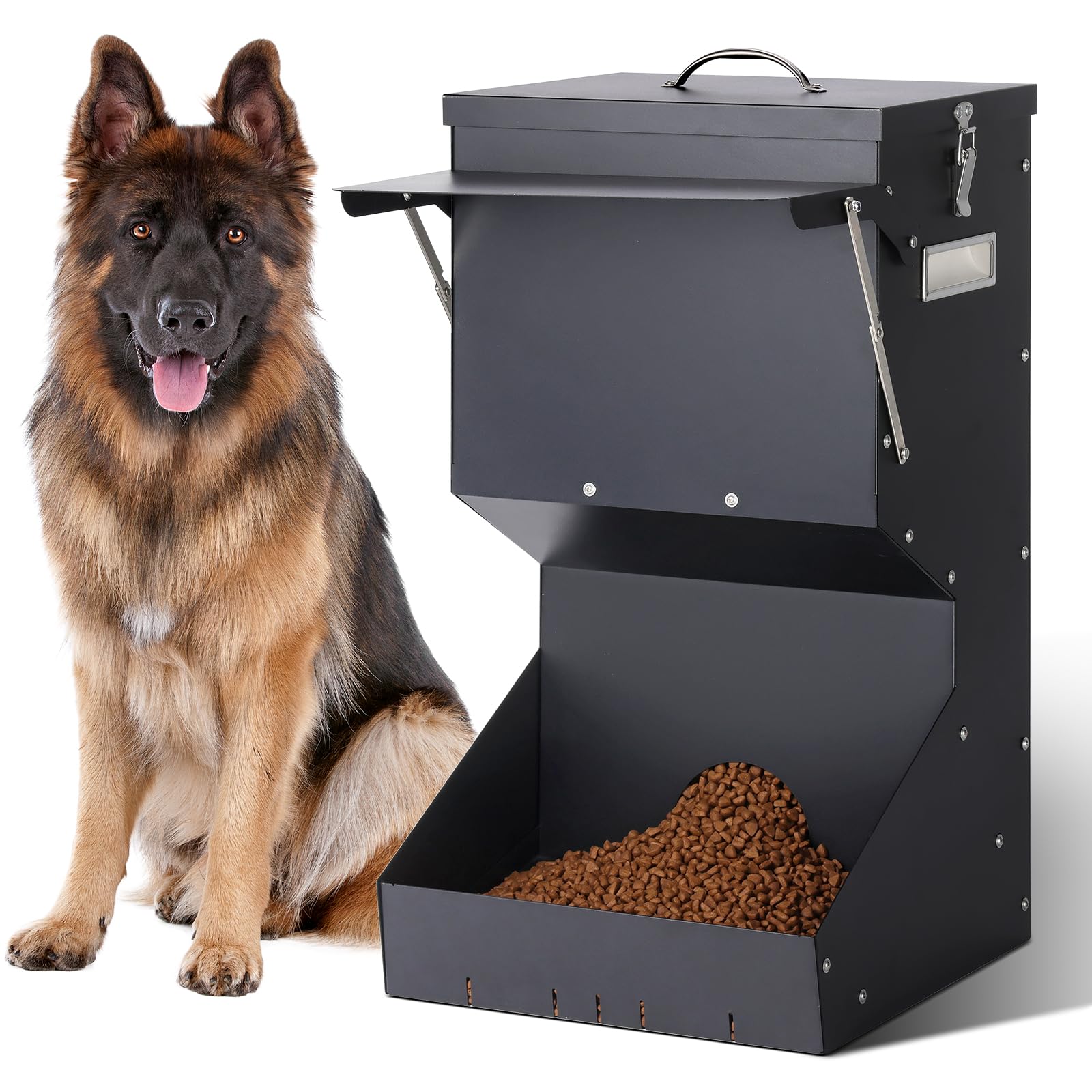Svauoumu mangiatoia automatica da esterno 11 kg: alimentatore in metallo per cani di taglia grande