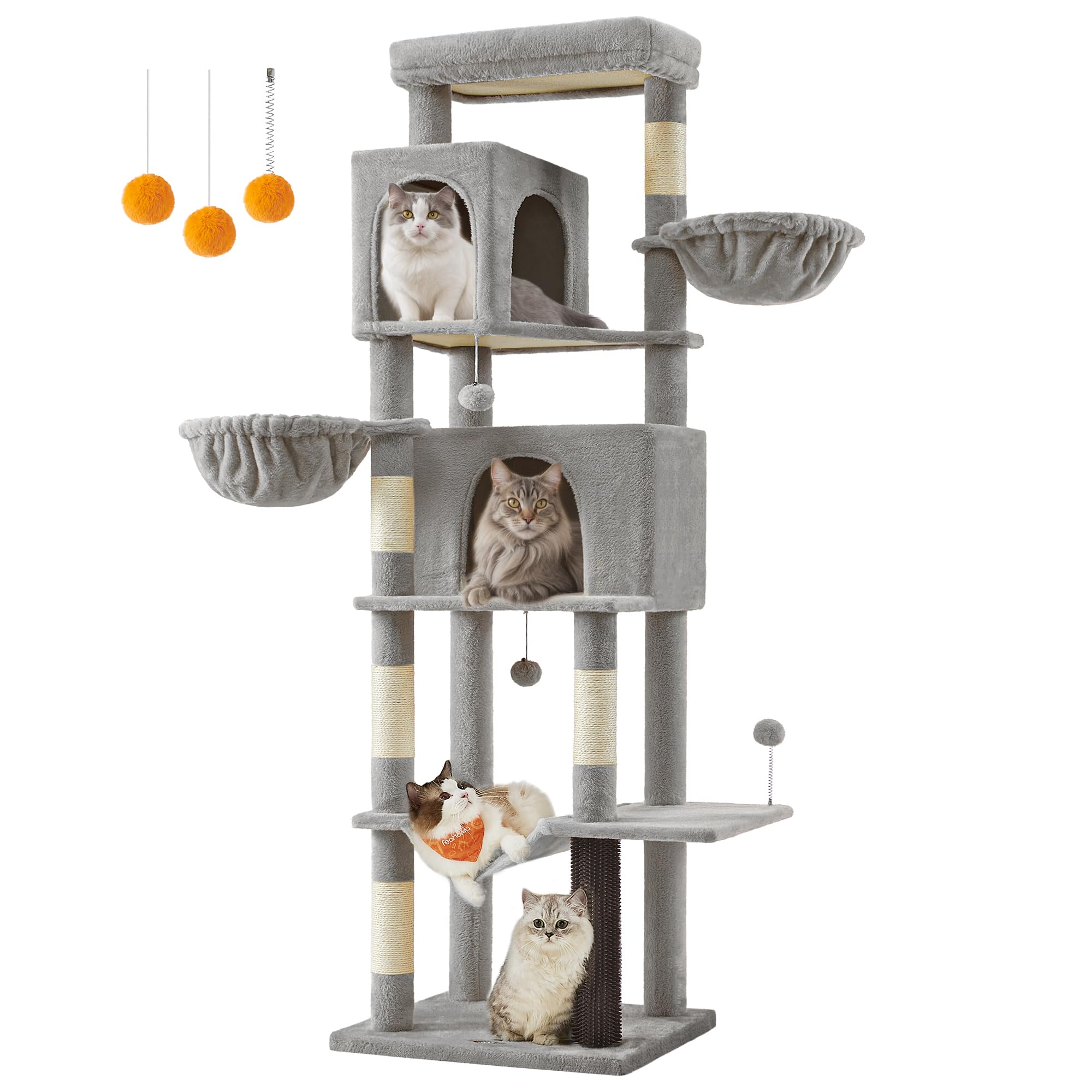 Feandrea albero per gatti 190 cm: torre extra alta per gatti arrampicatori e case su più livelli