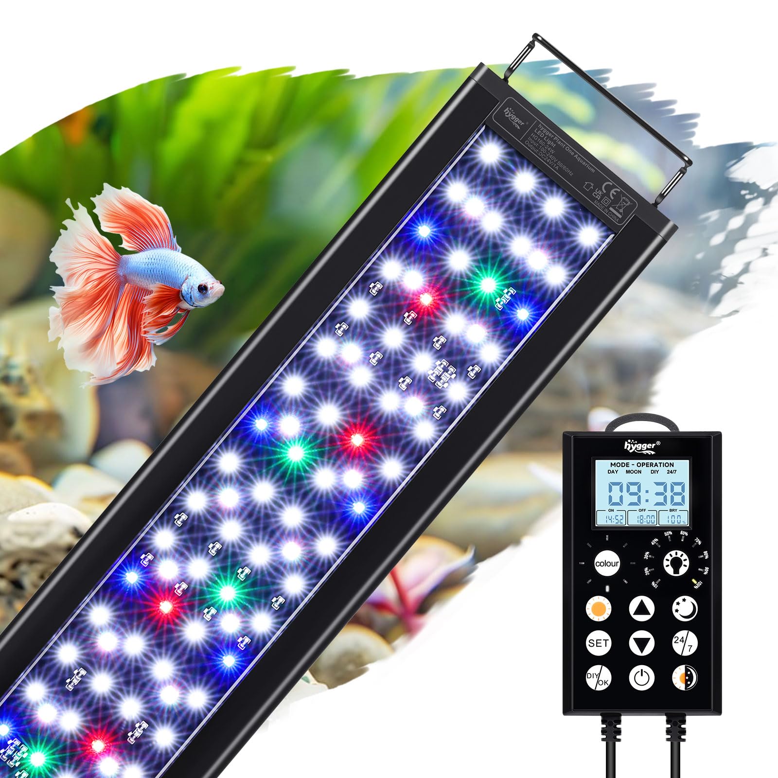 Lampada LED hygger 24/7 per acquario con controller: gestione semplice della luce per principianti e acquari di comunità