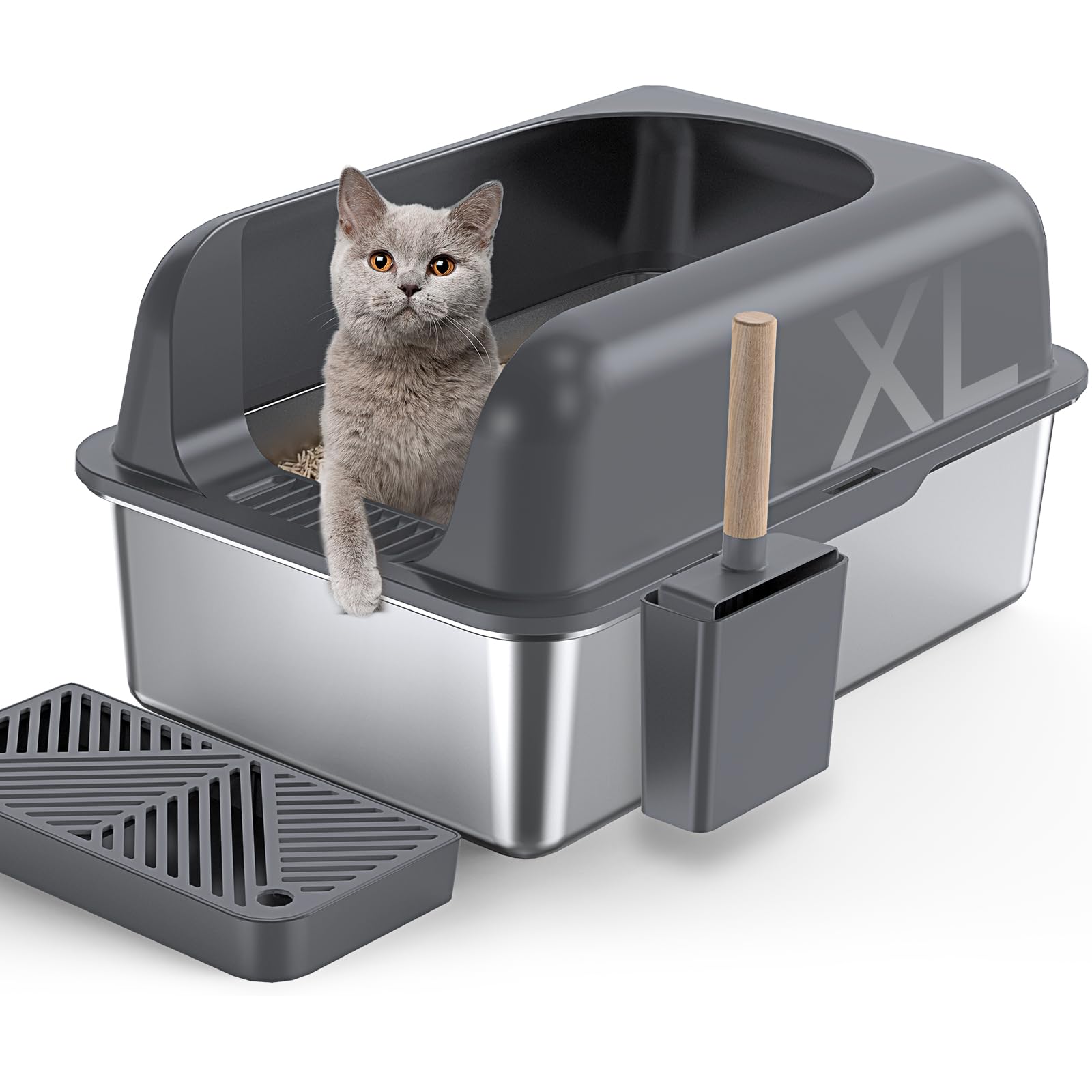 Gimars lettiera in acciaio XL da 20L: vaschetta robusta e igienica per gatti medi e grandi in offerta su Amazon