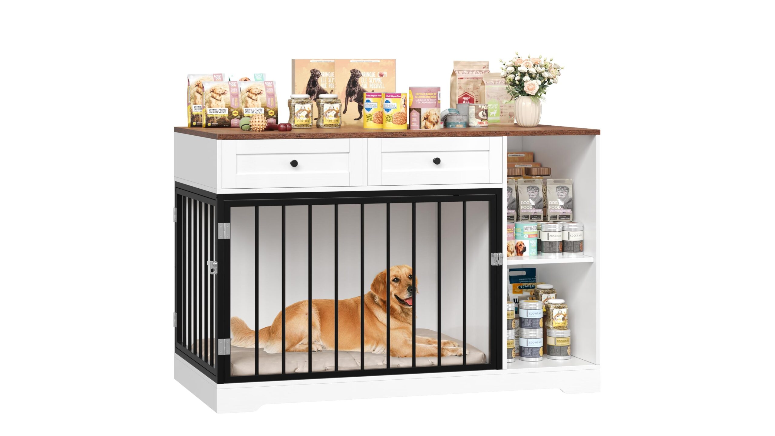 FirFurd gabbia–mobile per cani medi 120 cm, soluzione elegante per integrare la cuccia nel soggiorno