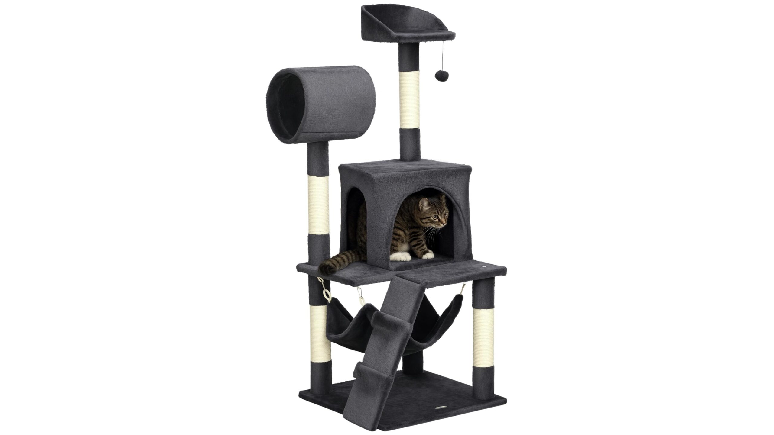 Albero tiragraffi PawHut con cuccia, amaca e tunnel: palestra compatta per gatti da appartamento