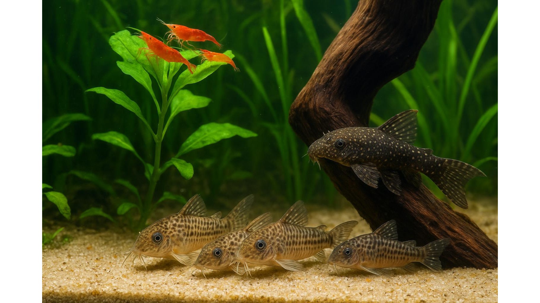 Pesci pulitori per acquario domestico: quali scegliere davvero tra corydoras, ancistrus e gamberetti