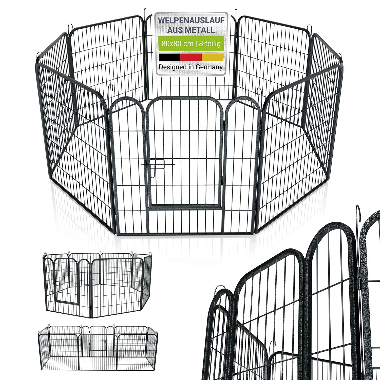 Juskys recinto per cuccioli Plus 160×160×80 cm, il box in metallo salvaspazio per cani e piccoli animali in offerta su Amazon