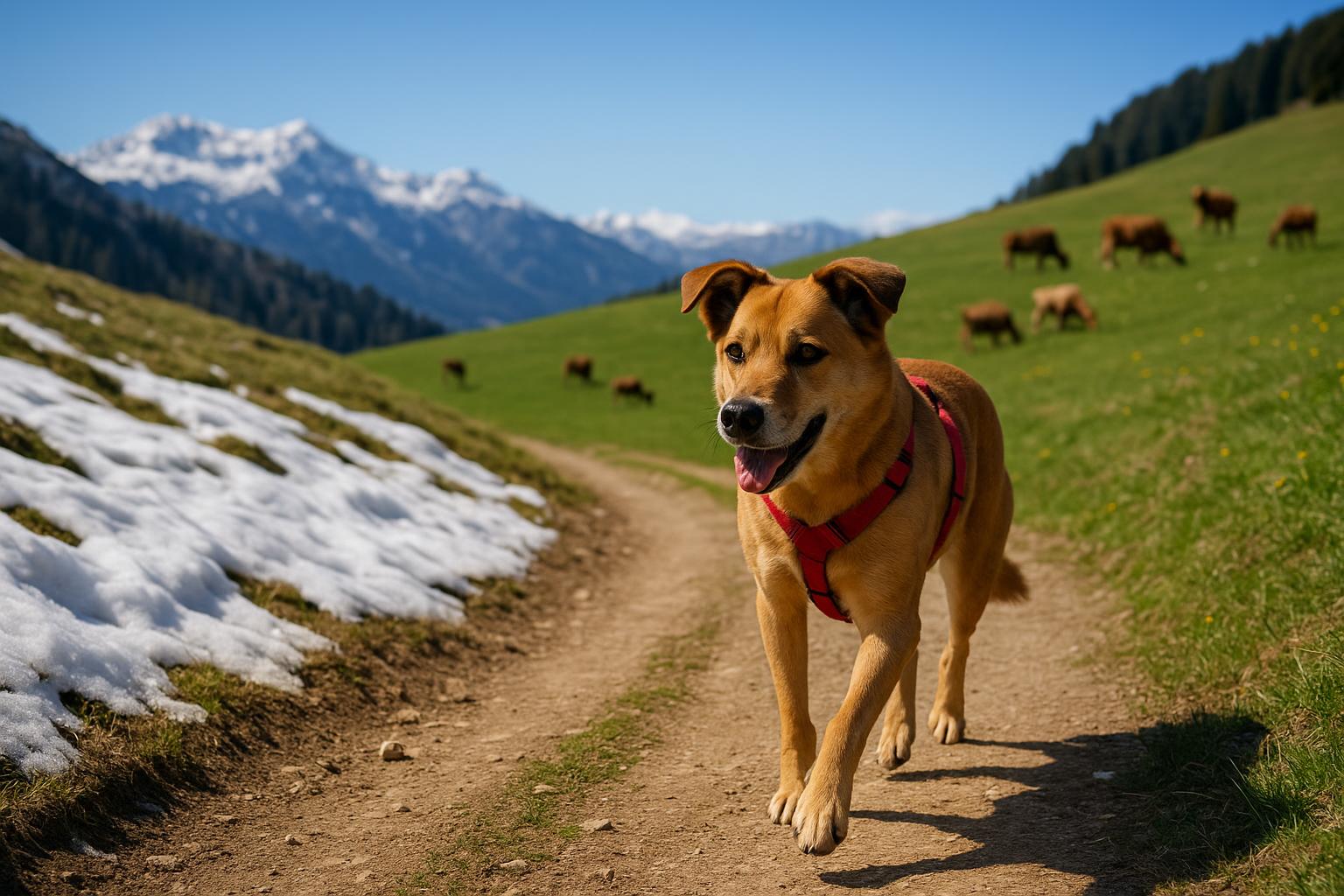 Cane e primavera in montagna: come preparare escursioni sicure tra sentieri, neve residua e pascoli