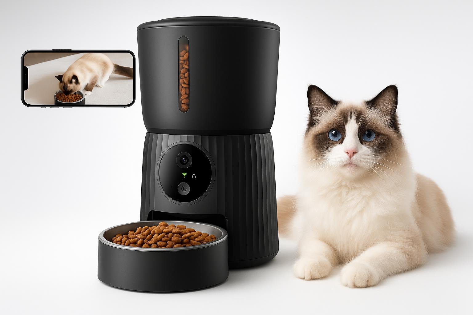 Faroro distributore automatico di cibo per gatti con telecamera, tecnologia smart in offerta