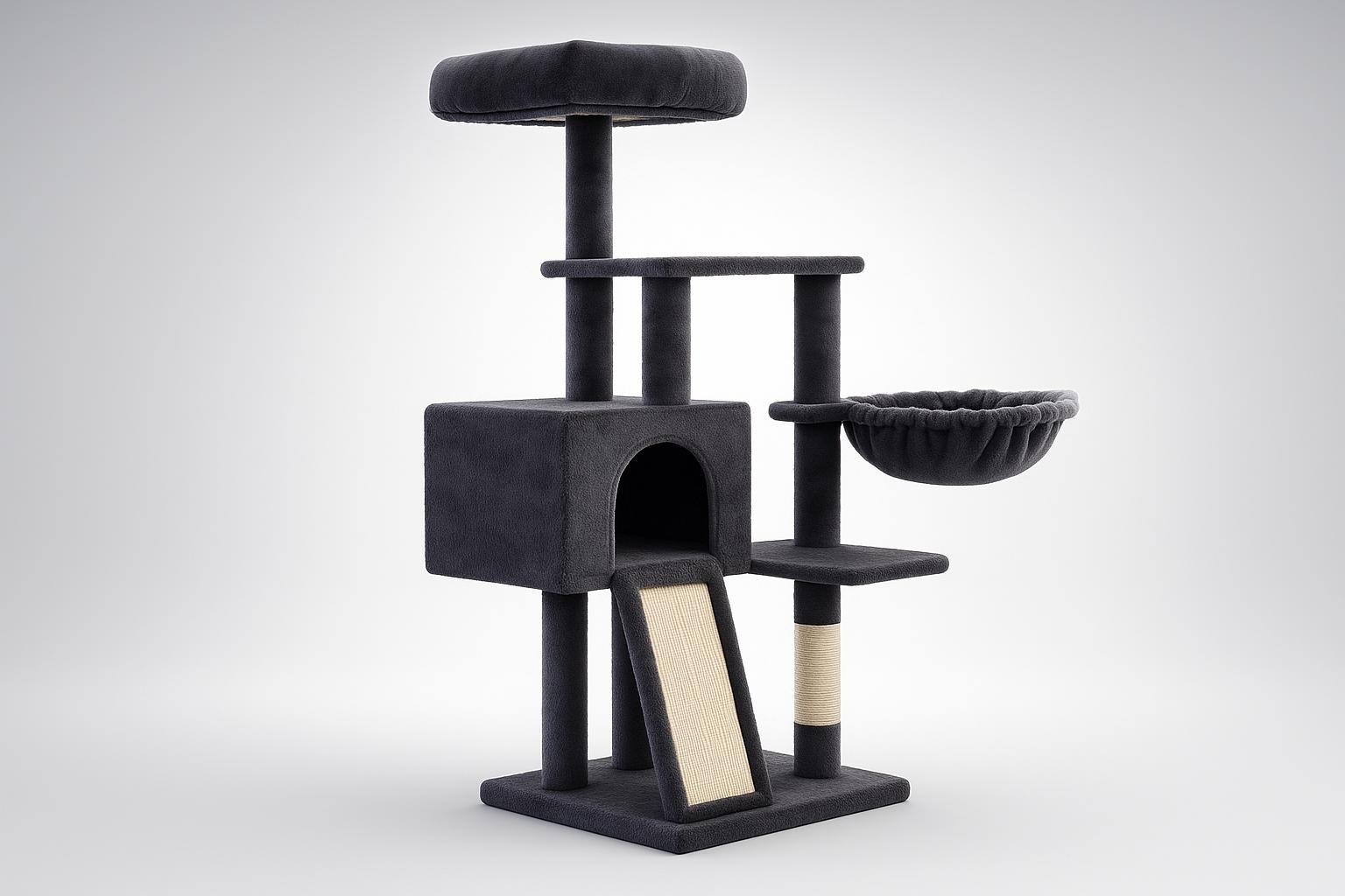 Feandrea albero per gatti da 135 cm, tiragraffi compatto e morbido per appartamenti con uno o più mici