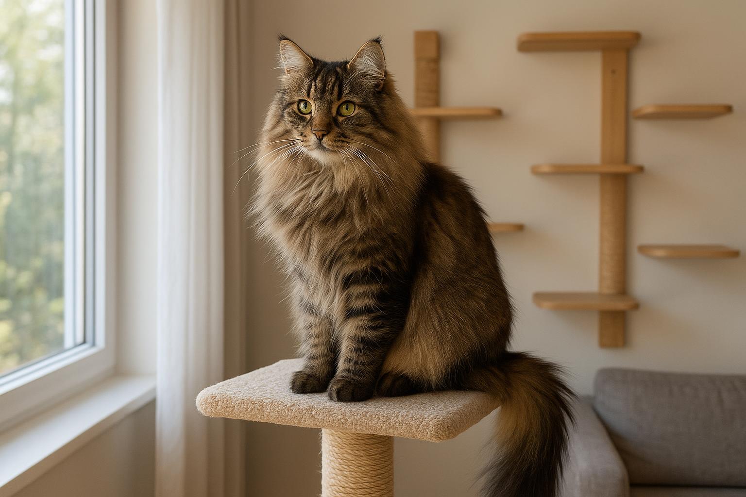 Gatto norvegese delle foreste: esigenze di spazio, cura del pelo e convivenza con bambini e altri animali