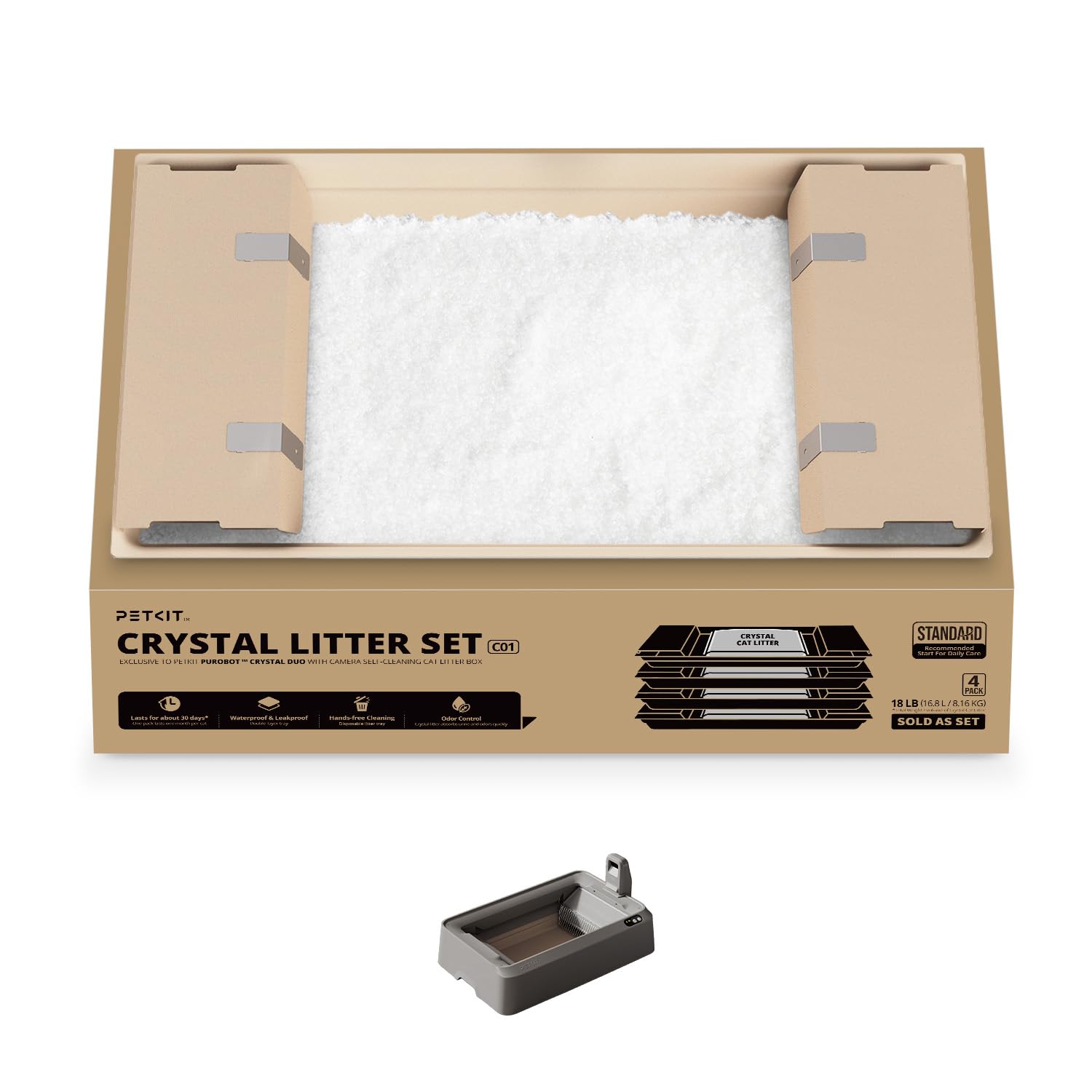 Petkit lettiera per gatti crystal, soluzione leggera e senza polvere per chi usa la lettiera automatica