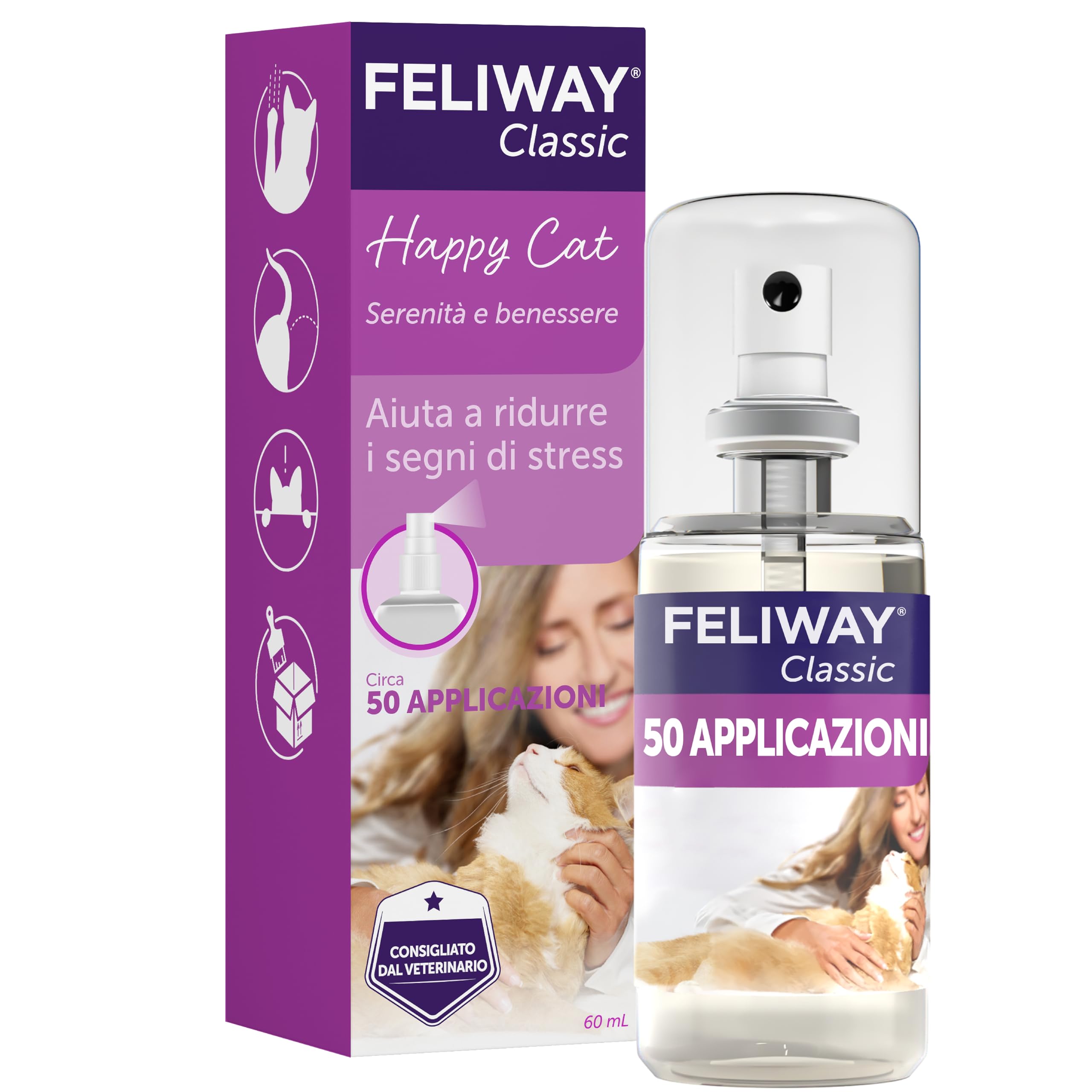 Feliway classic spray calmante per gatti, un aiuto in più per trasportino, ferie e cambi di casa