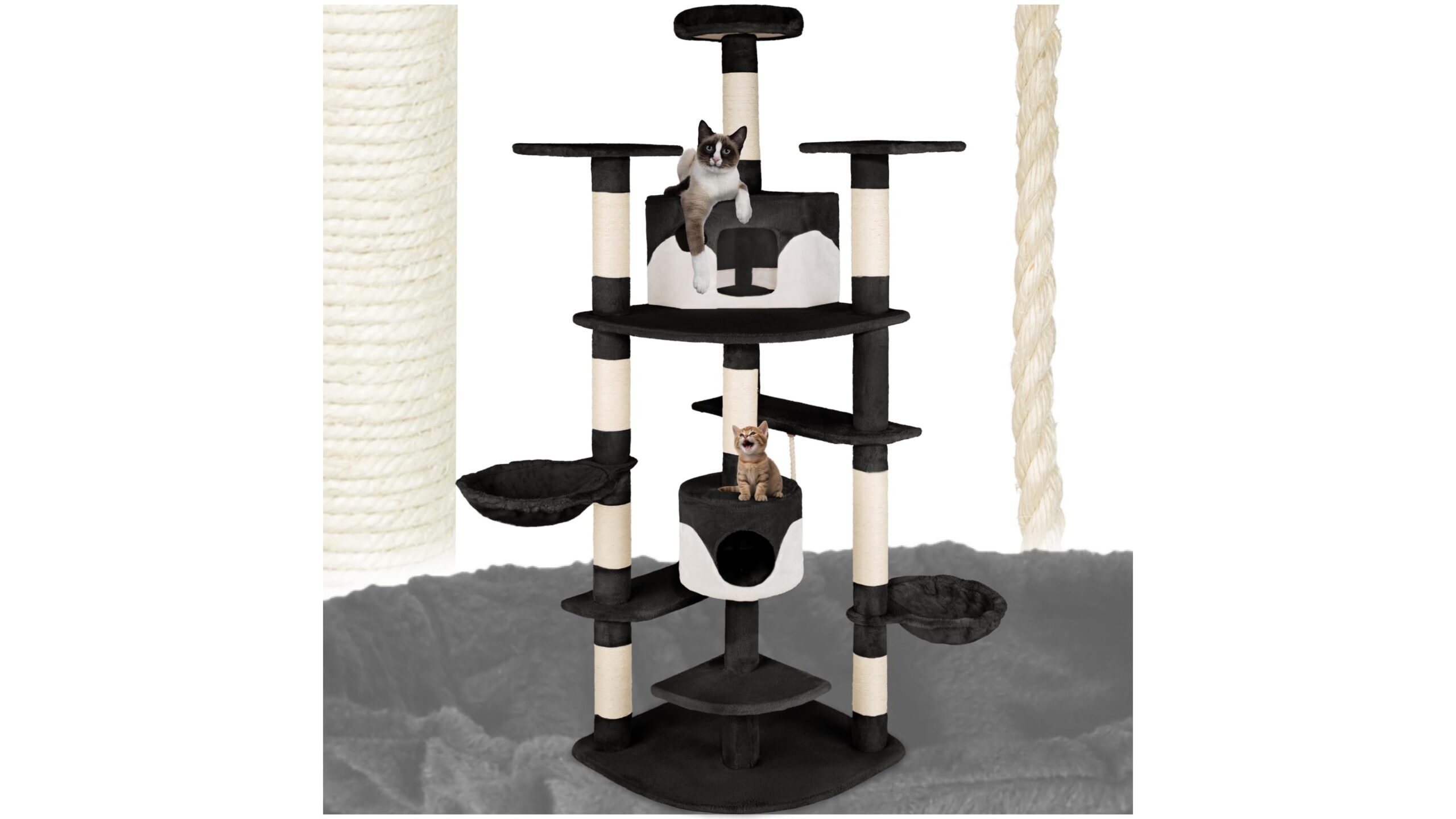 Tiragraffi gigante tectake da 201 cm, albero gioco perfetto per più gatti in offerta