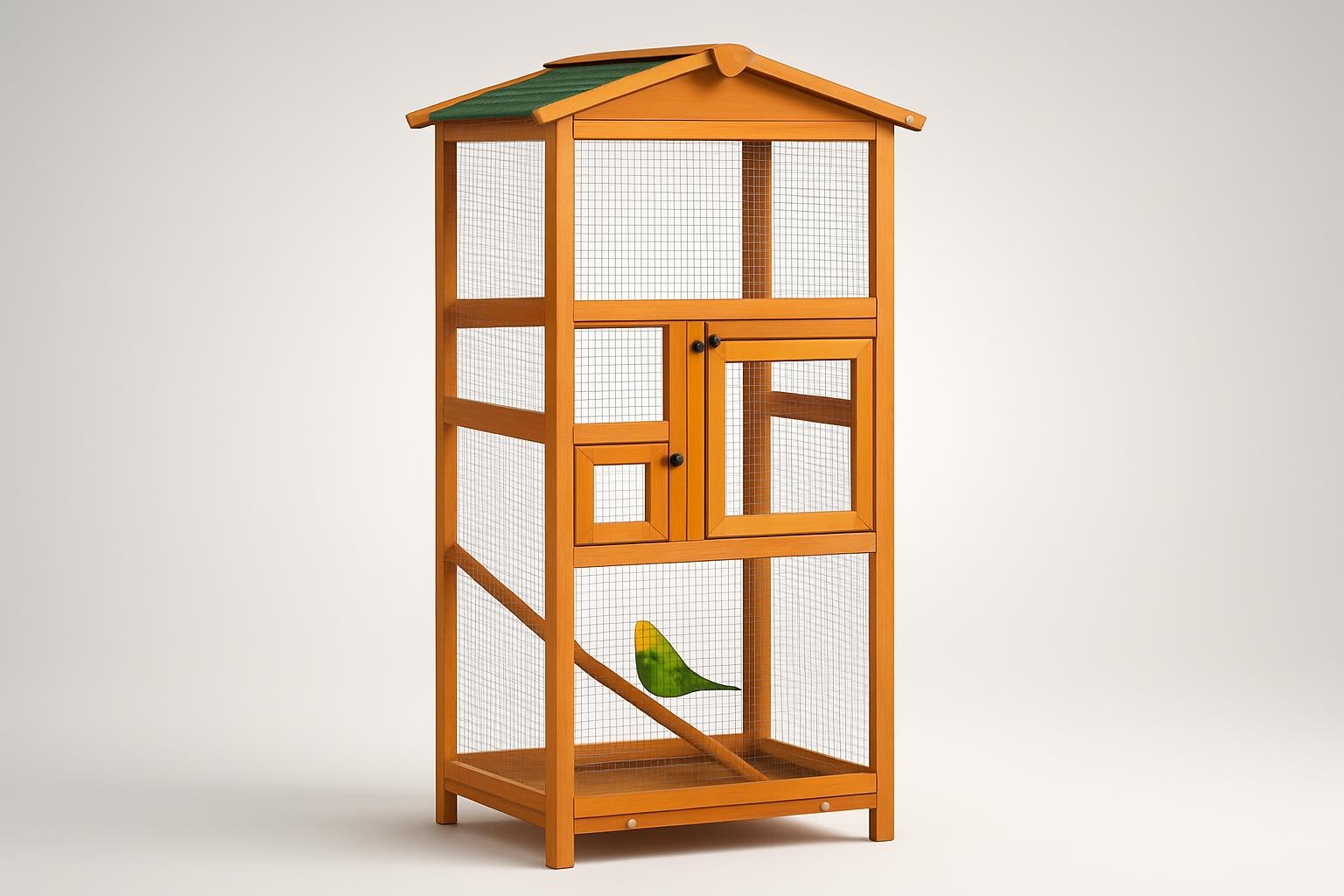 PawHut gabbia in legno per uccelli da esterno, voliera compatta con tetto in asfalto a prezzo ribassato