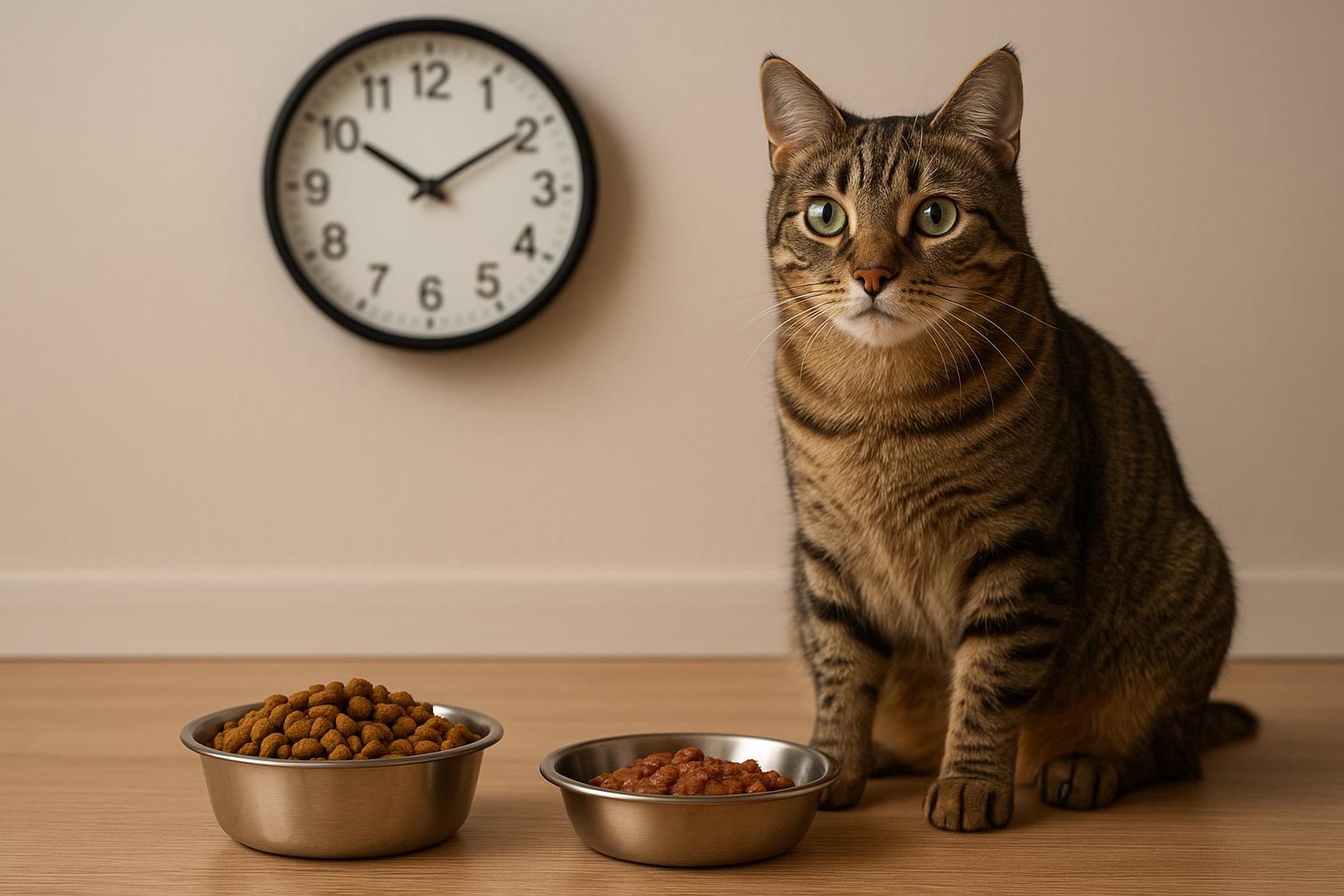 Gatto e alimentazione a orari fissi: benefici, rischi e come impostare una routine sana